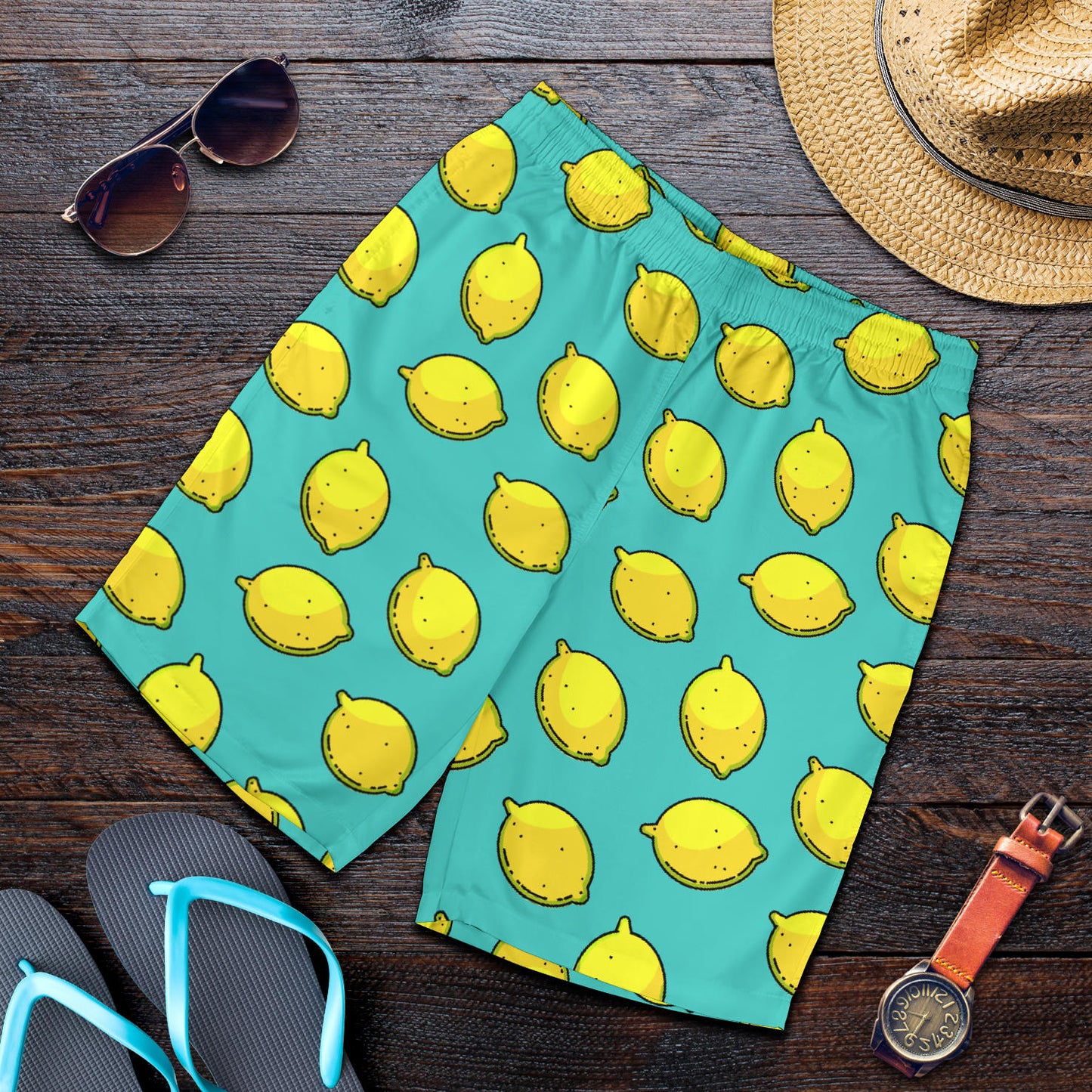 Lemon Pattern Print Design LM04 Mens Shorts