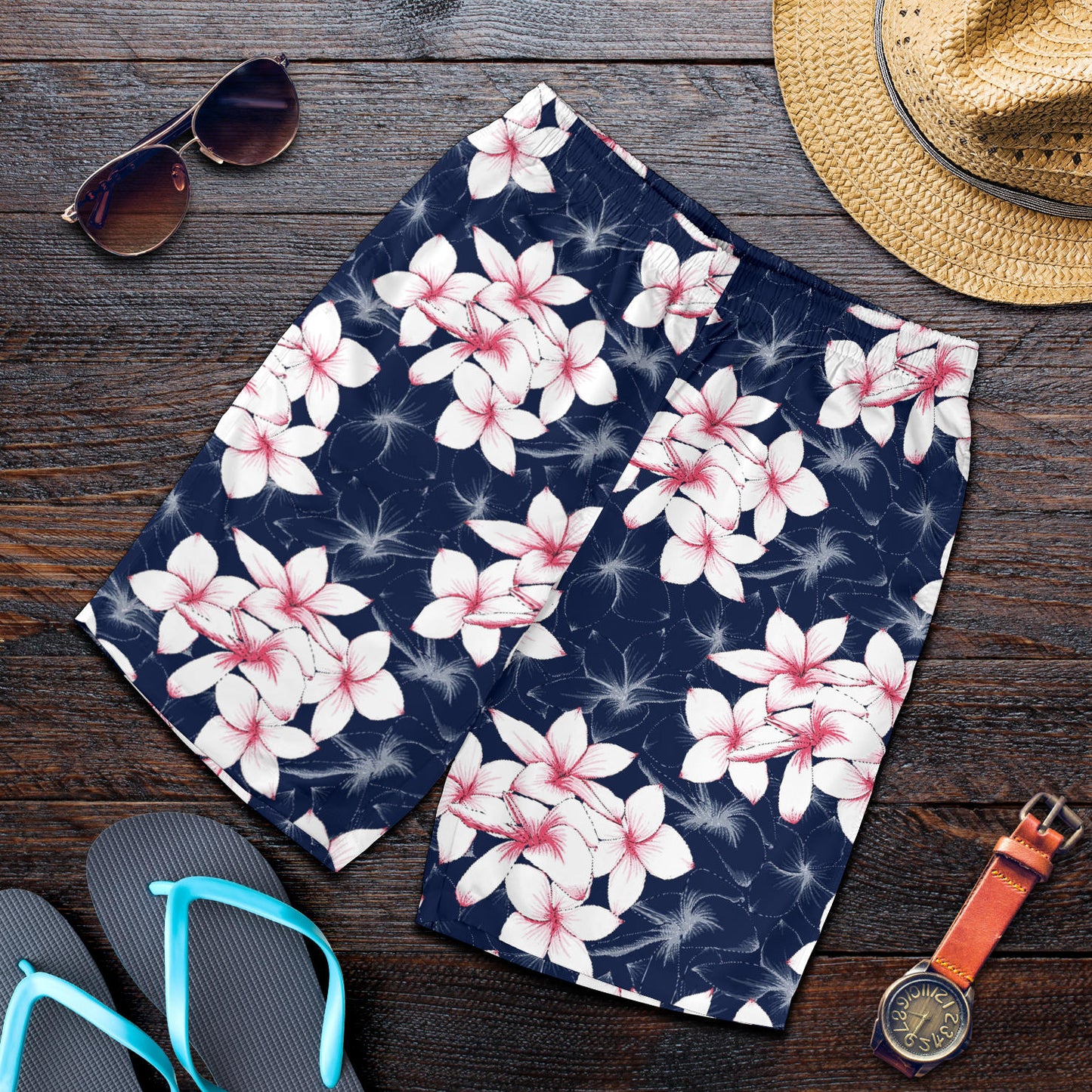 Plumeria Pattern Print Design PM017 Mens Shorts