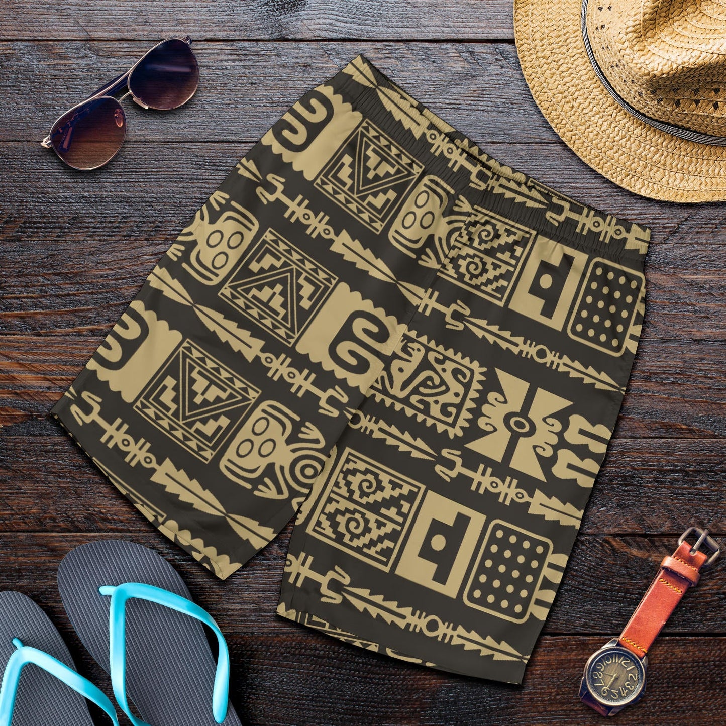 Mayan Pattern Print Design 03 Mens Shorts