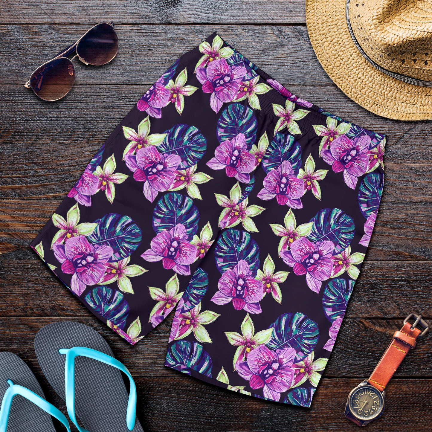 Orchid Pattern Print Design OR010 Mens Shorts