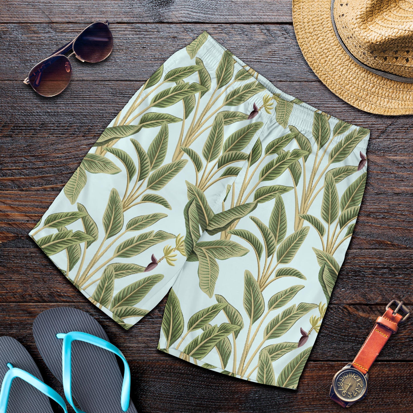 Banana Leaf Pattern Print Design BL03 Mens Shorts