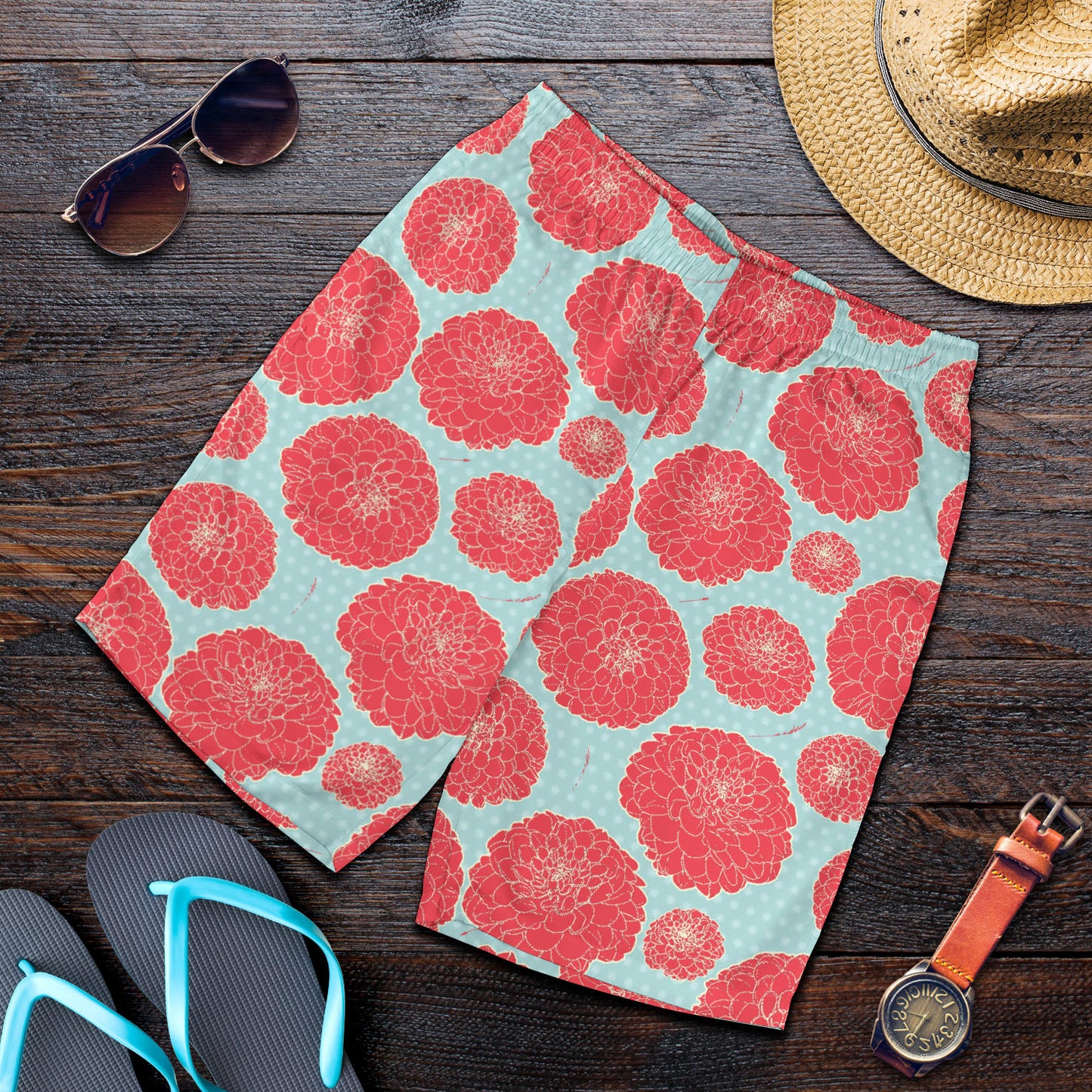 Marigold Pattern Print Design MR03 Mens Shorts
