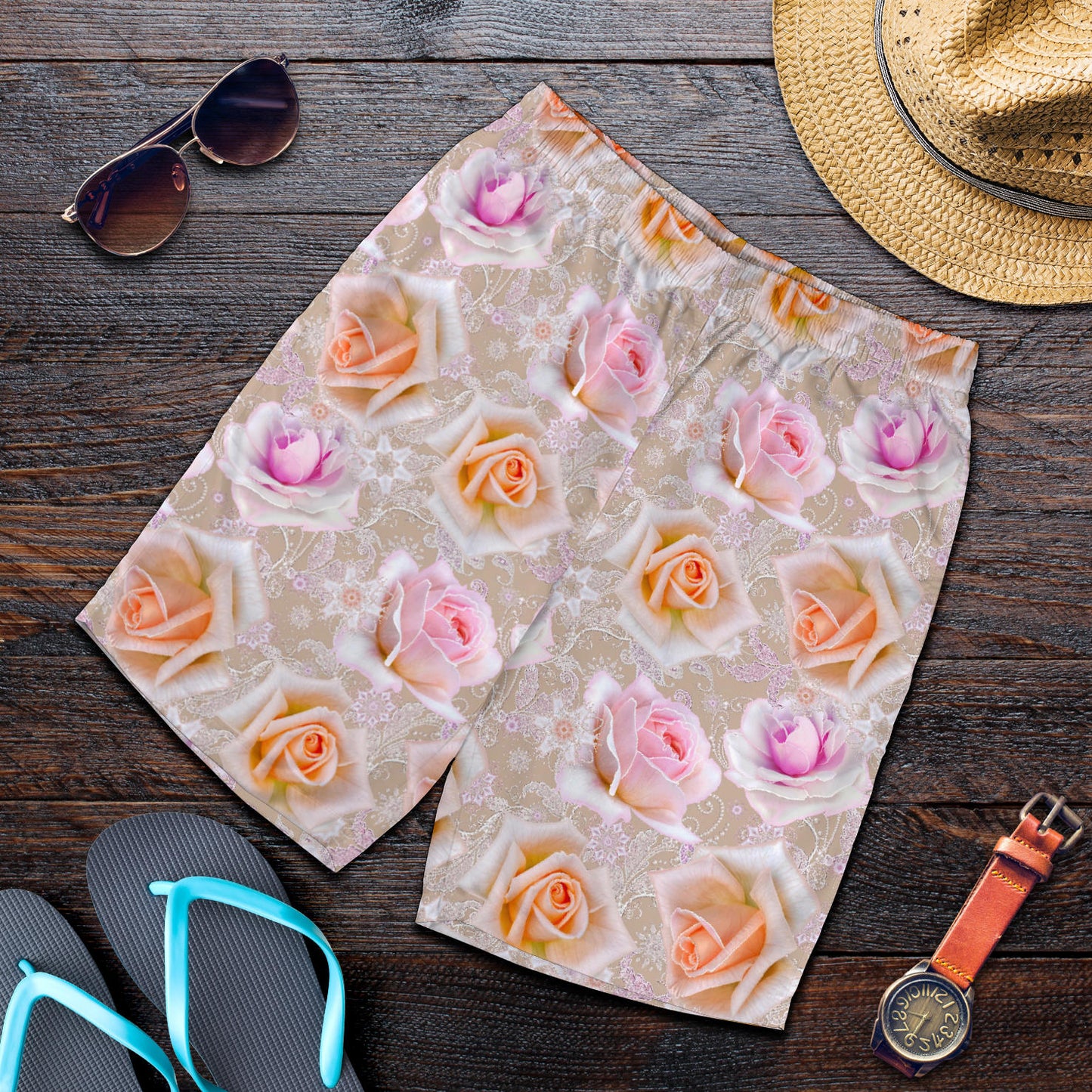 Rose Pattern Print Design RO011 Mens Shorts