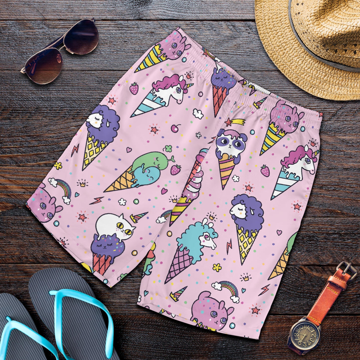 Ice Cream Pattern Print Design IC05 Mens Shorts