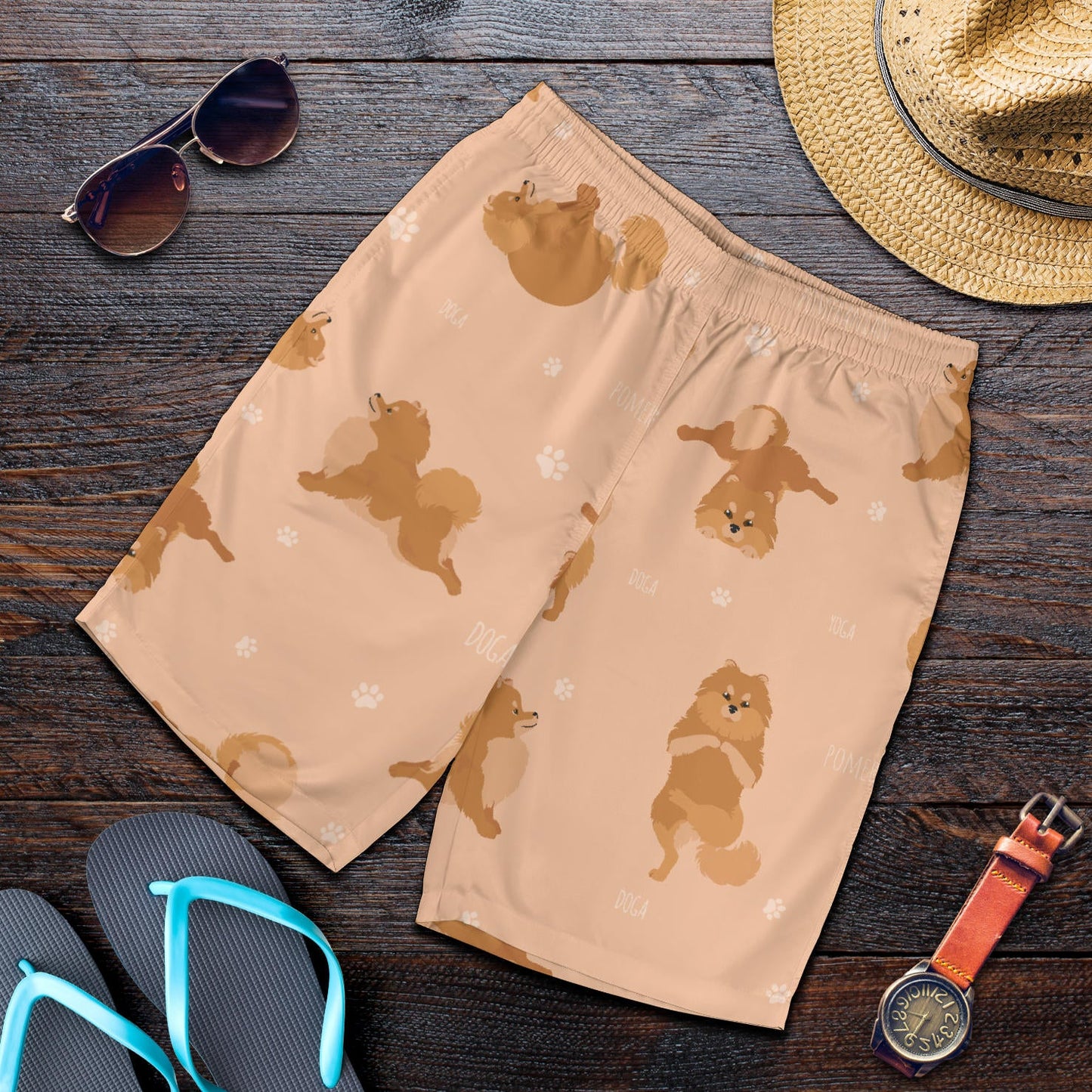 Pomeranians Pattern Print Design A06 Mens Shorts