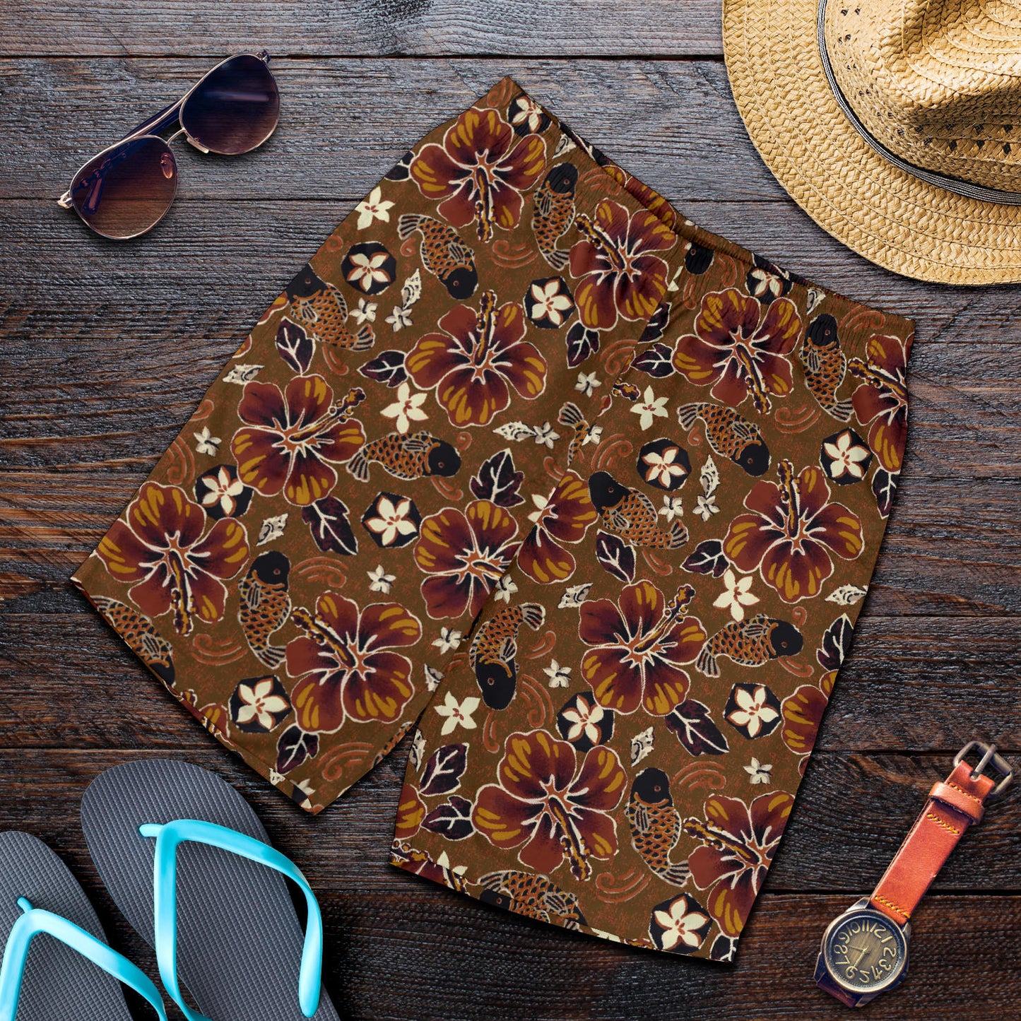 Hawaiian Themed Pattern Print Design H01 Mens Shorts