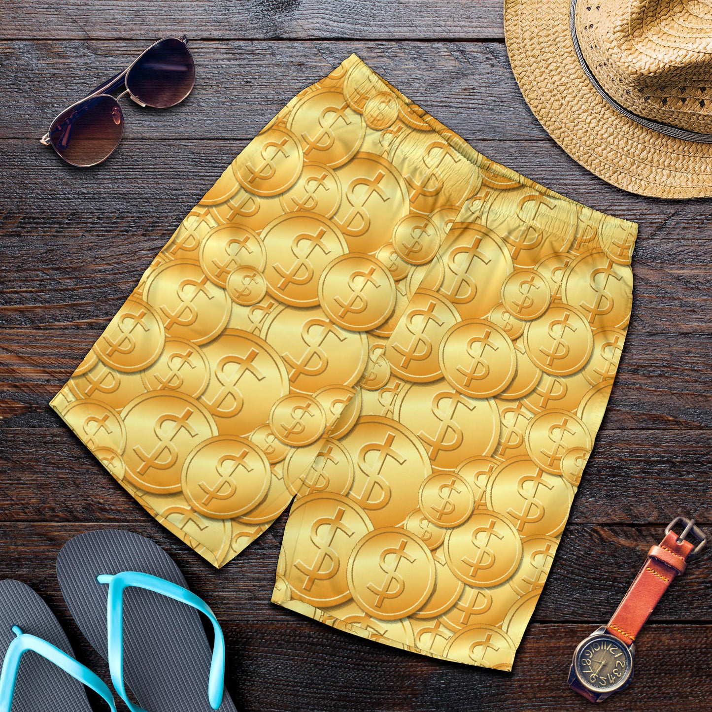 Dollar Pattern Print Design DO03 Mens Shorts