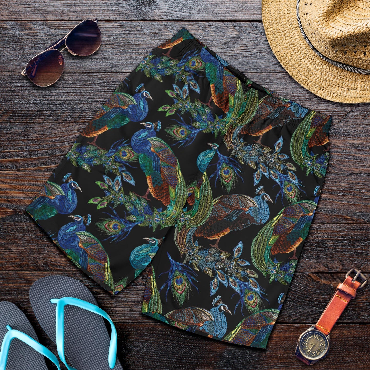 Peacock Pattern Print Design A04 Mens Shorts