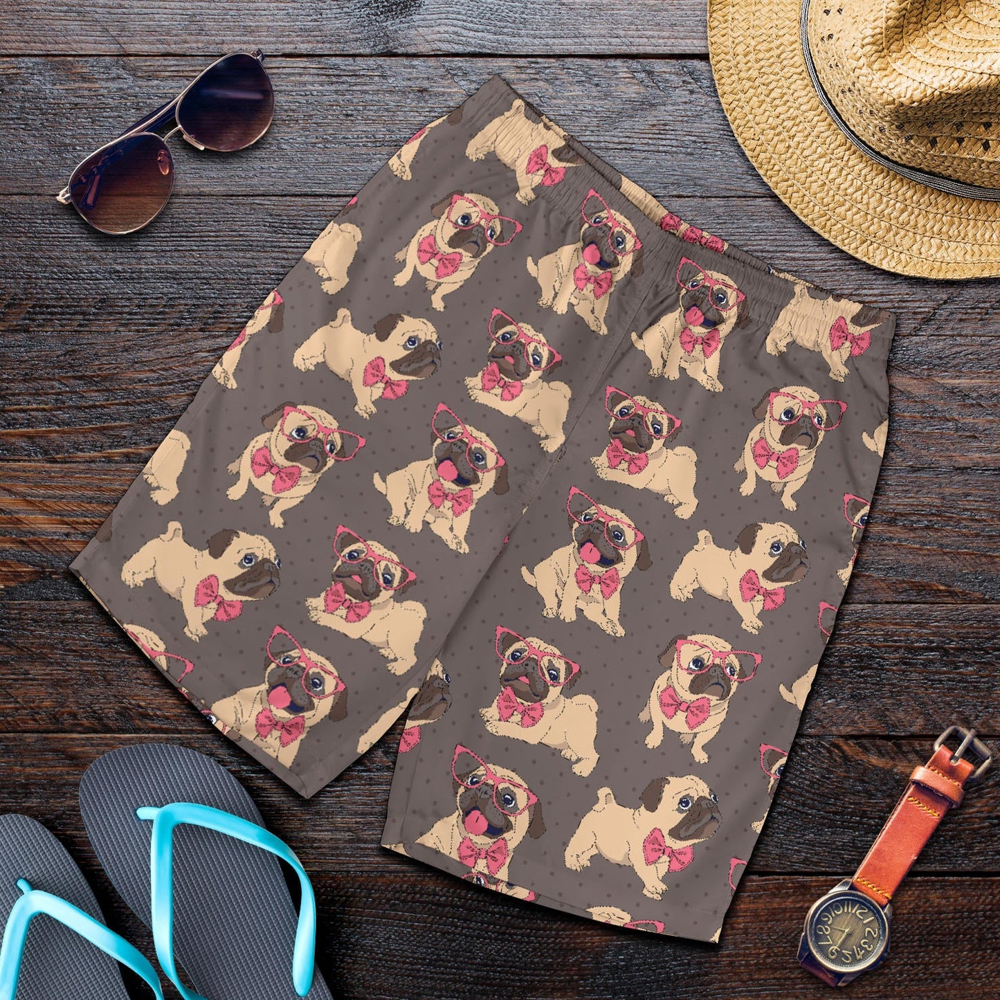 Pug Pattern Print Design A05 Mens Shorts
