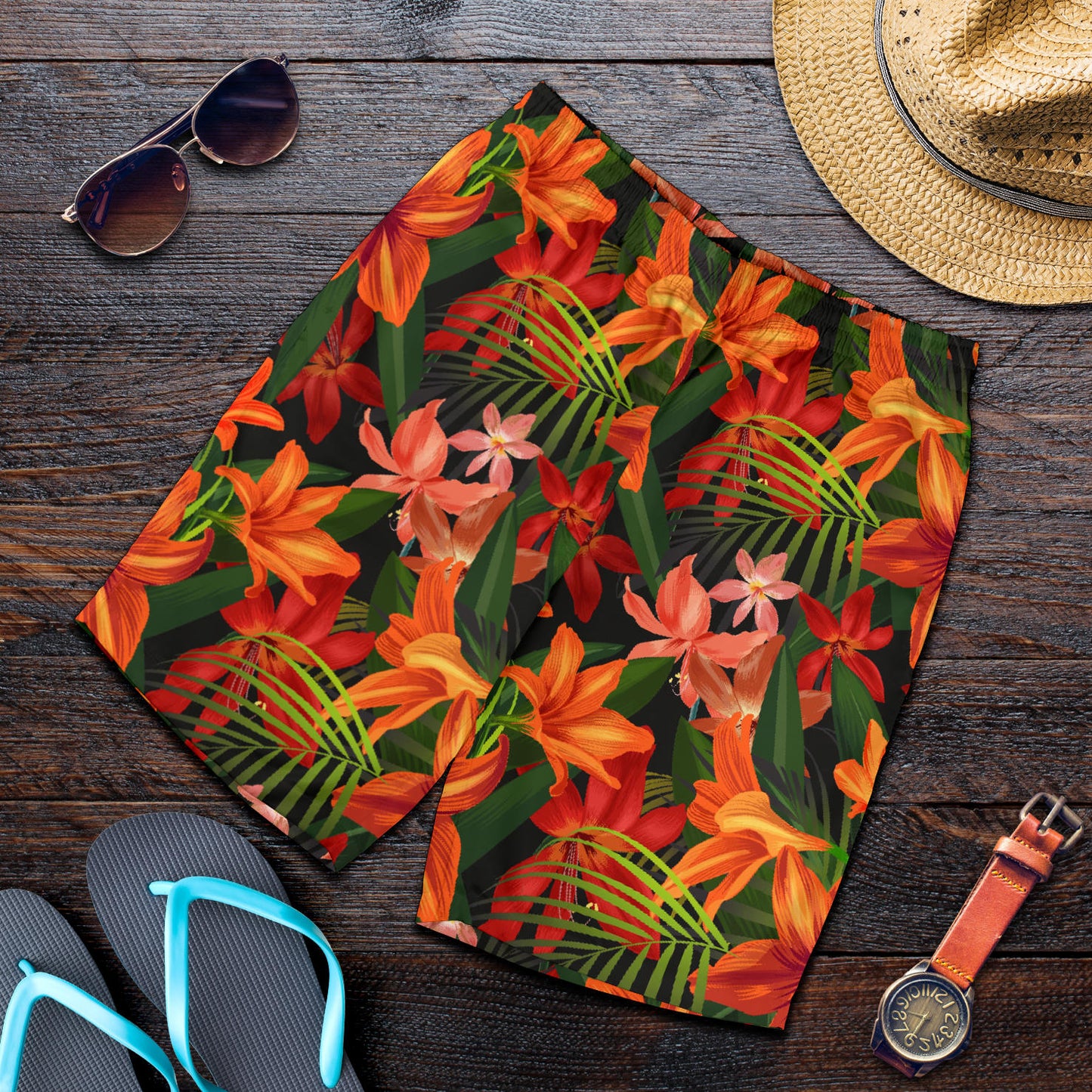 Amaryllis Pattern Print Design AL05 Mens Shorts