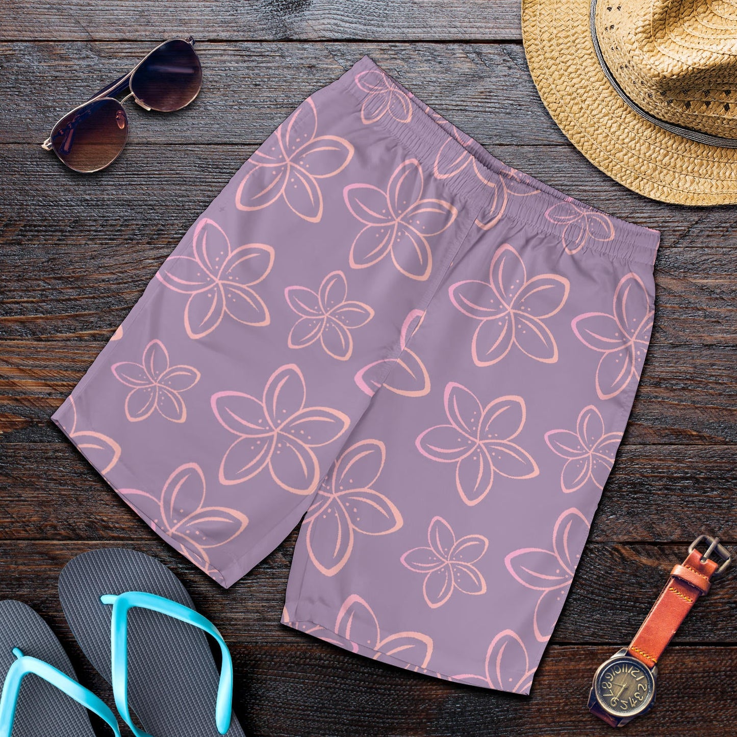 Plumeria Pattern Print Design A01 Mens Shorts