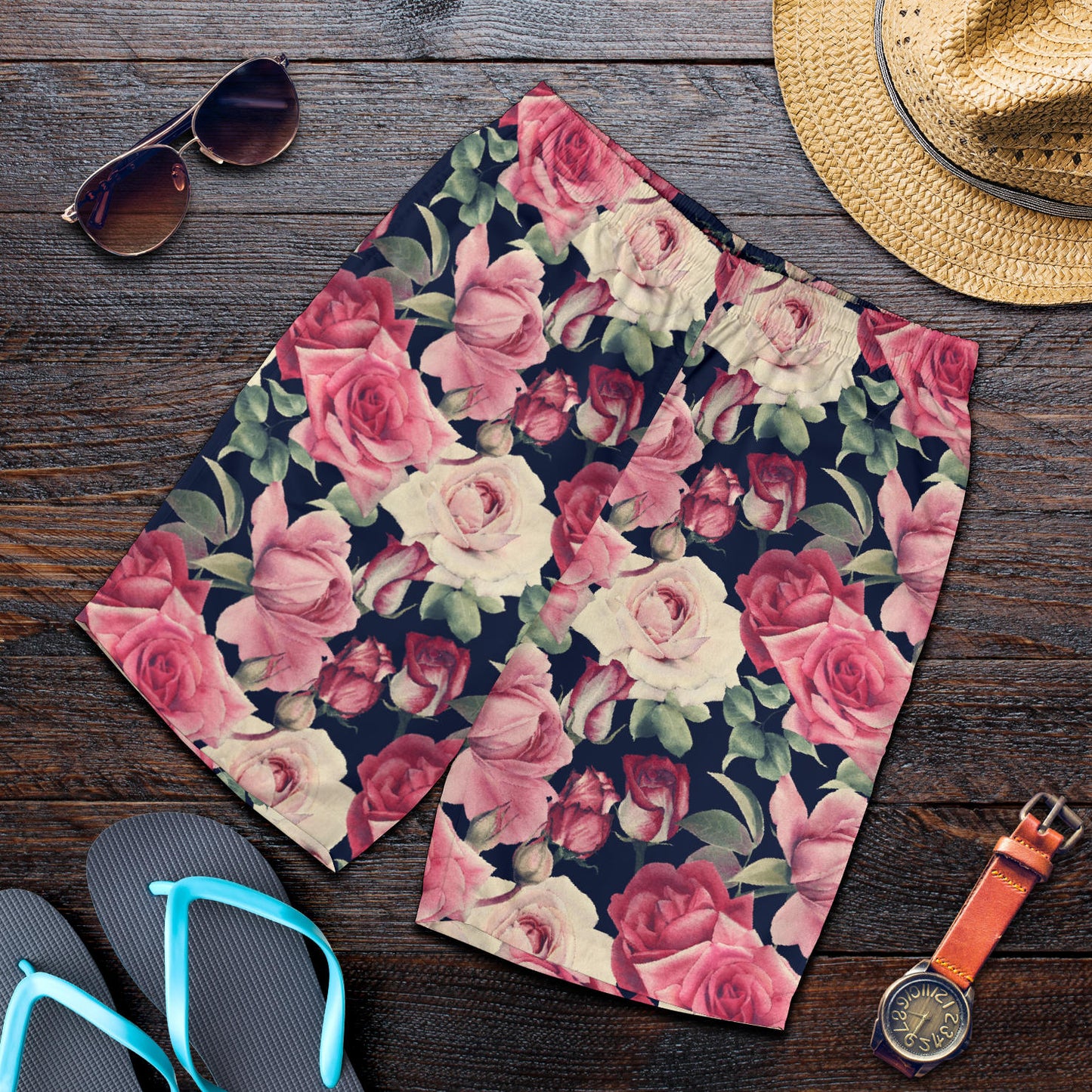 Rose Pattern Print Design RO05 Mens Shorts