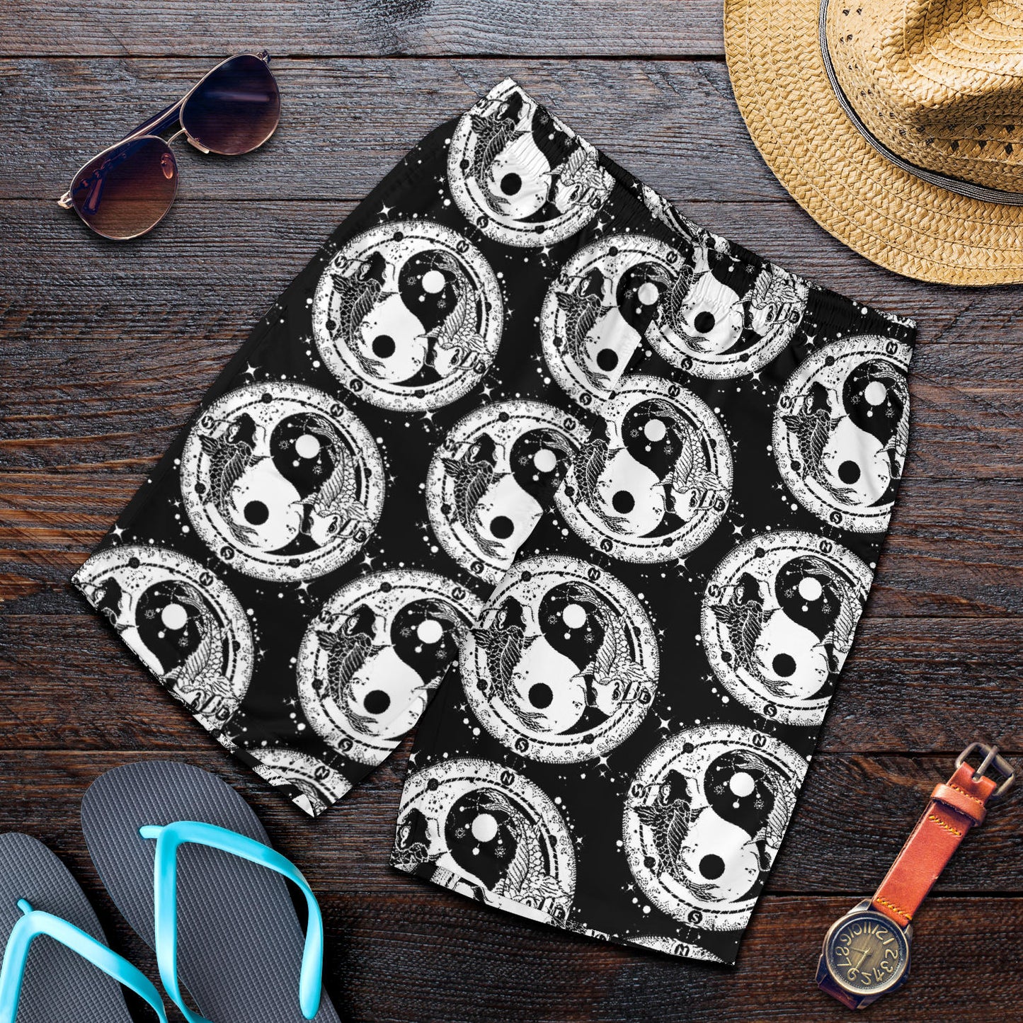 Yin Yang Koi Fish Mens Shorts