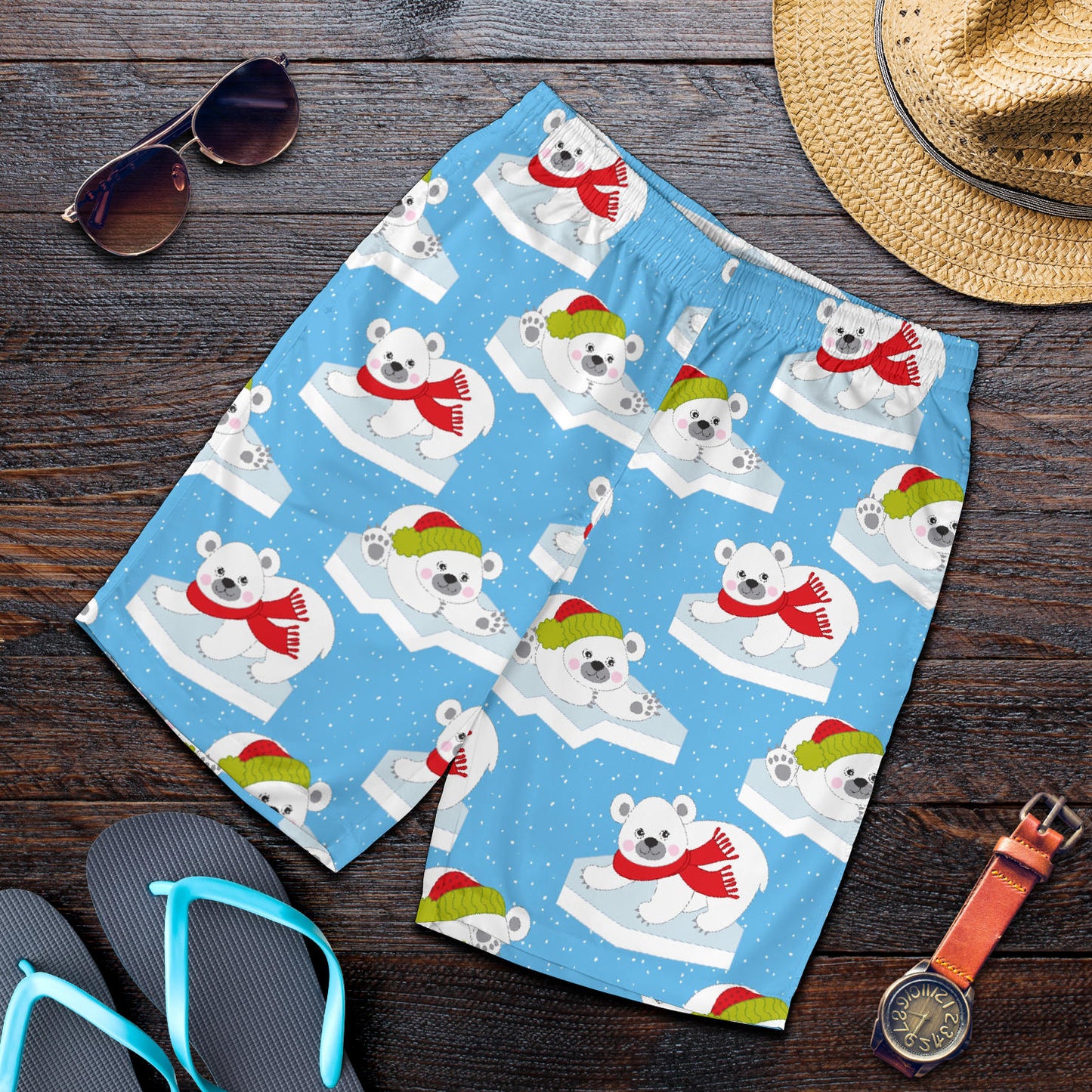 Polar Bear Pattern Print Design PB06 Mens Shorts