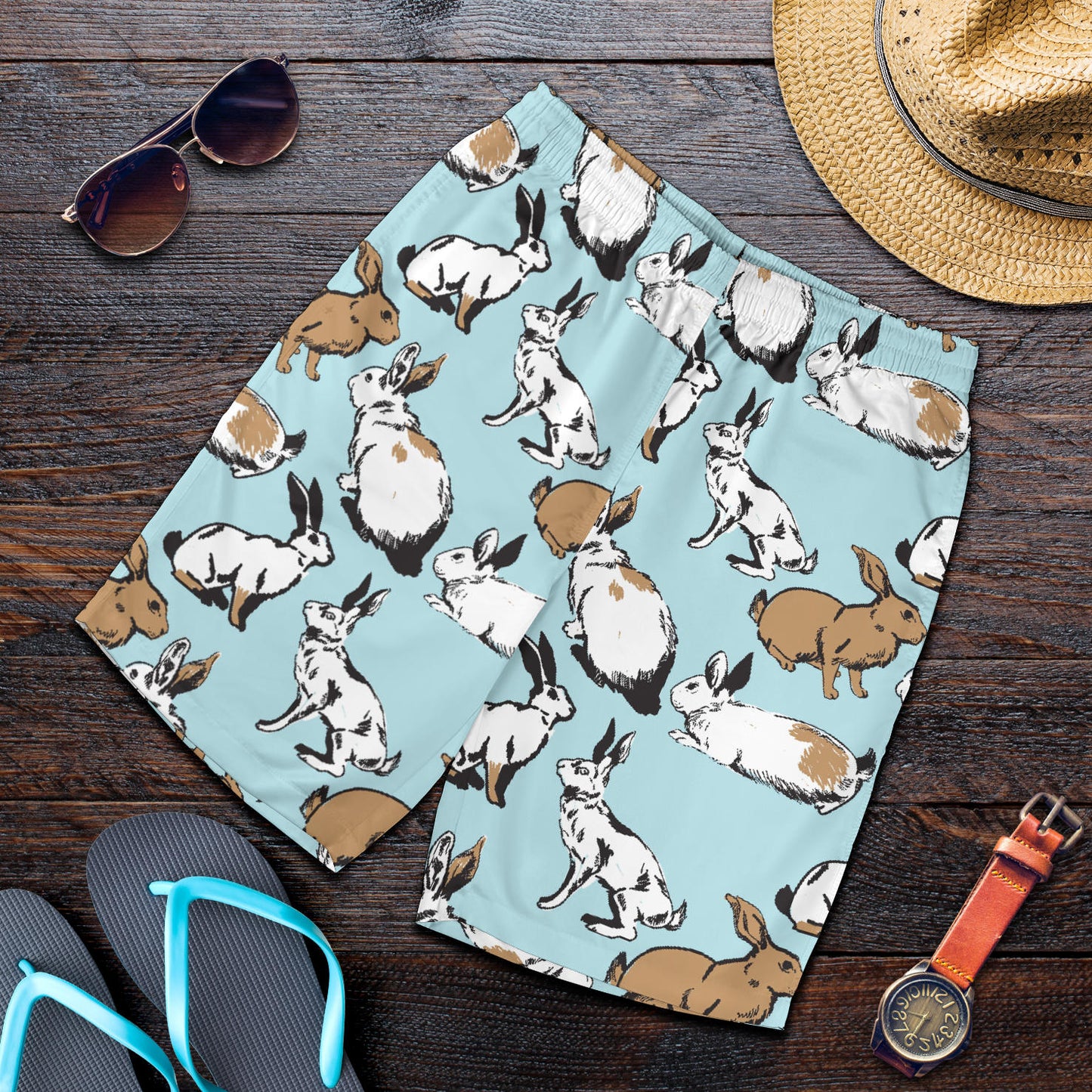 Rabbit Pattern Print Design RB018 Mens Shorts
