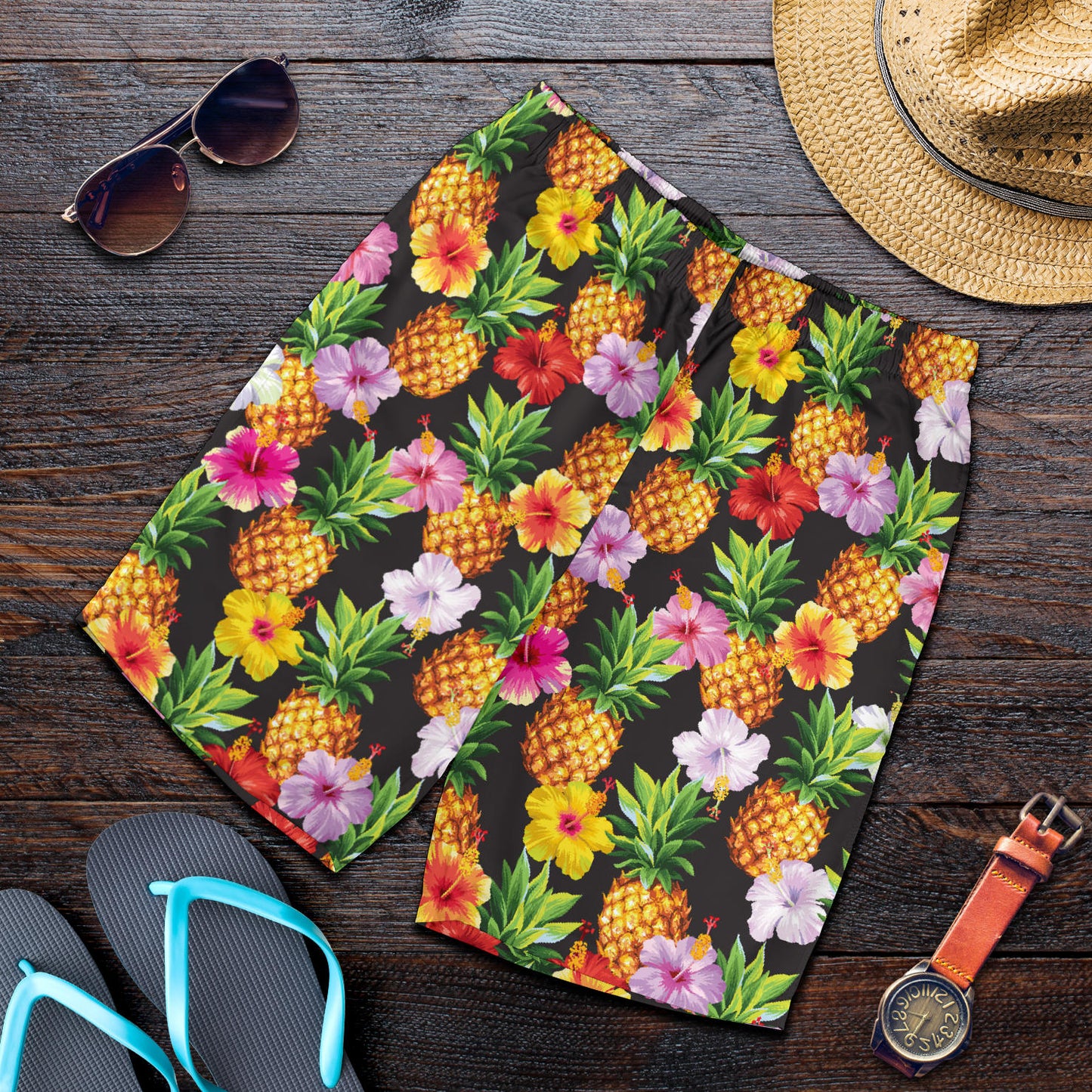 Pineapple Hibiscus Mens Shorts