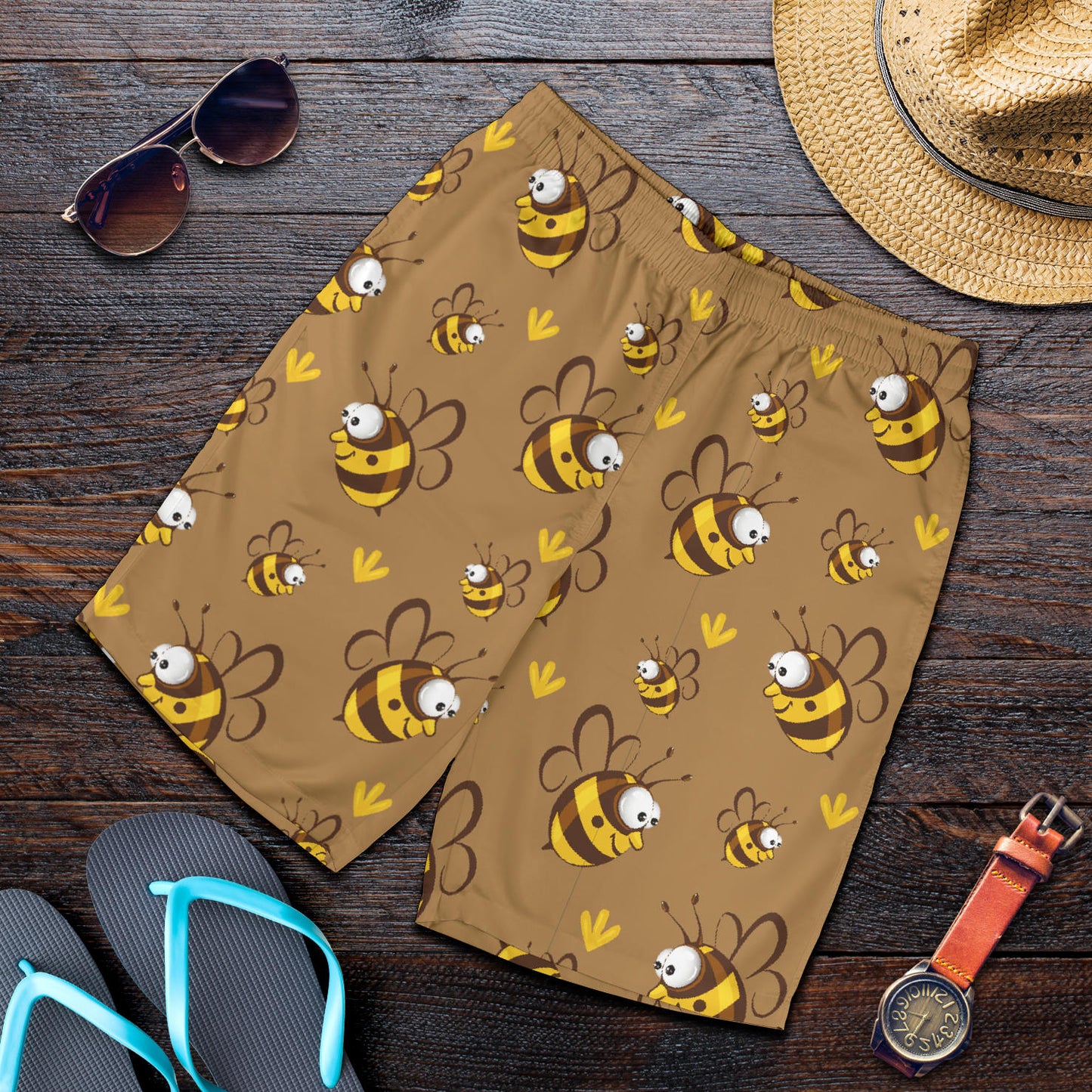 Bee Pattern Print Design BEE09 Mens Shorts