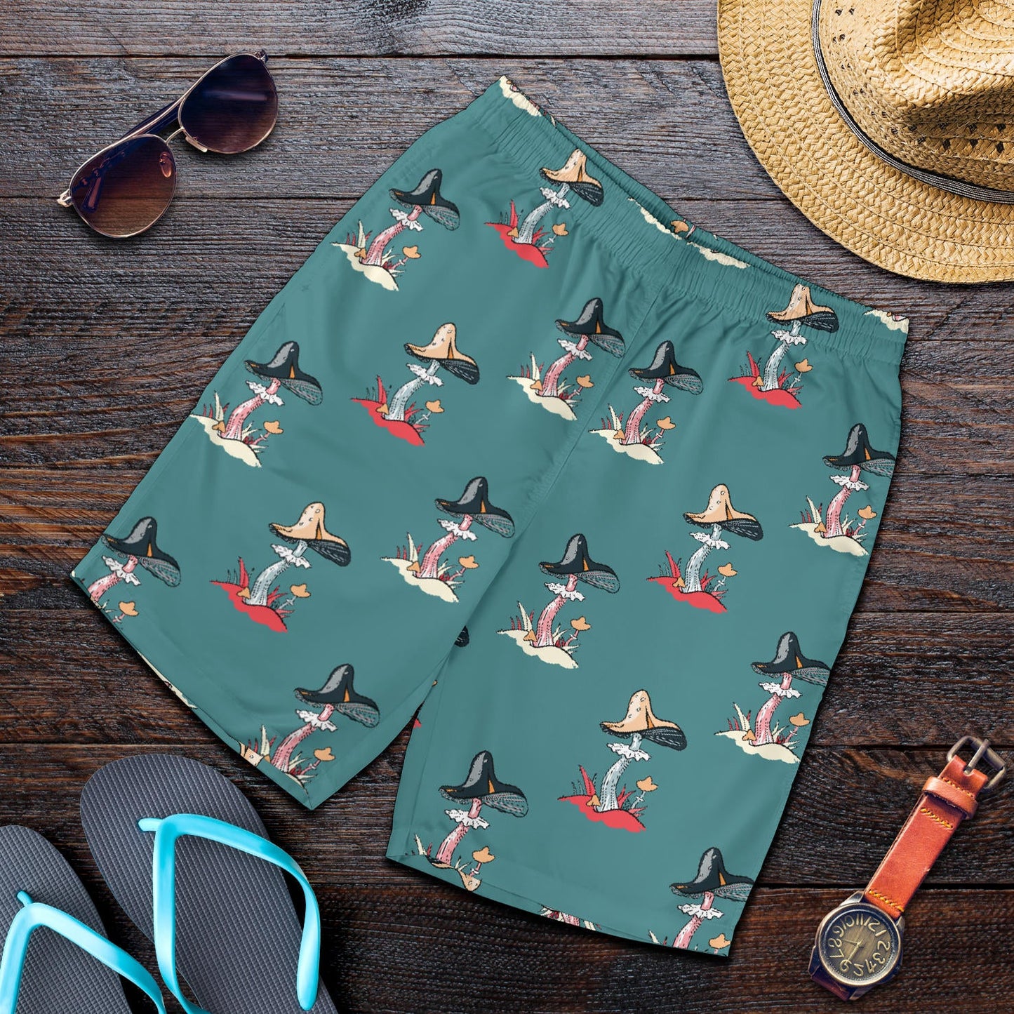 Mushroom Pattern Print Design A04 Mens Shorts