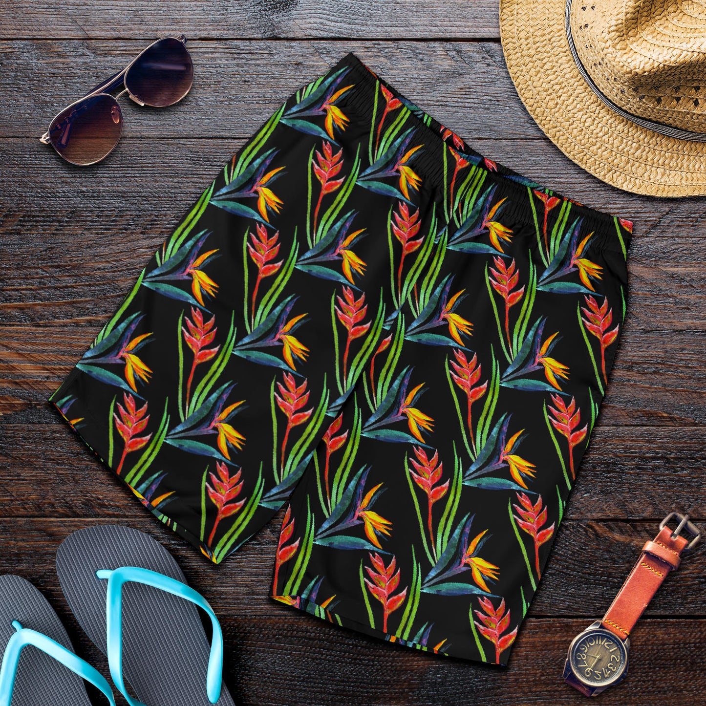 Heliconia Pattern Print Design HL04 Mens Shorts