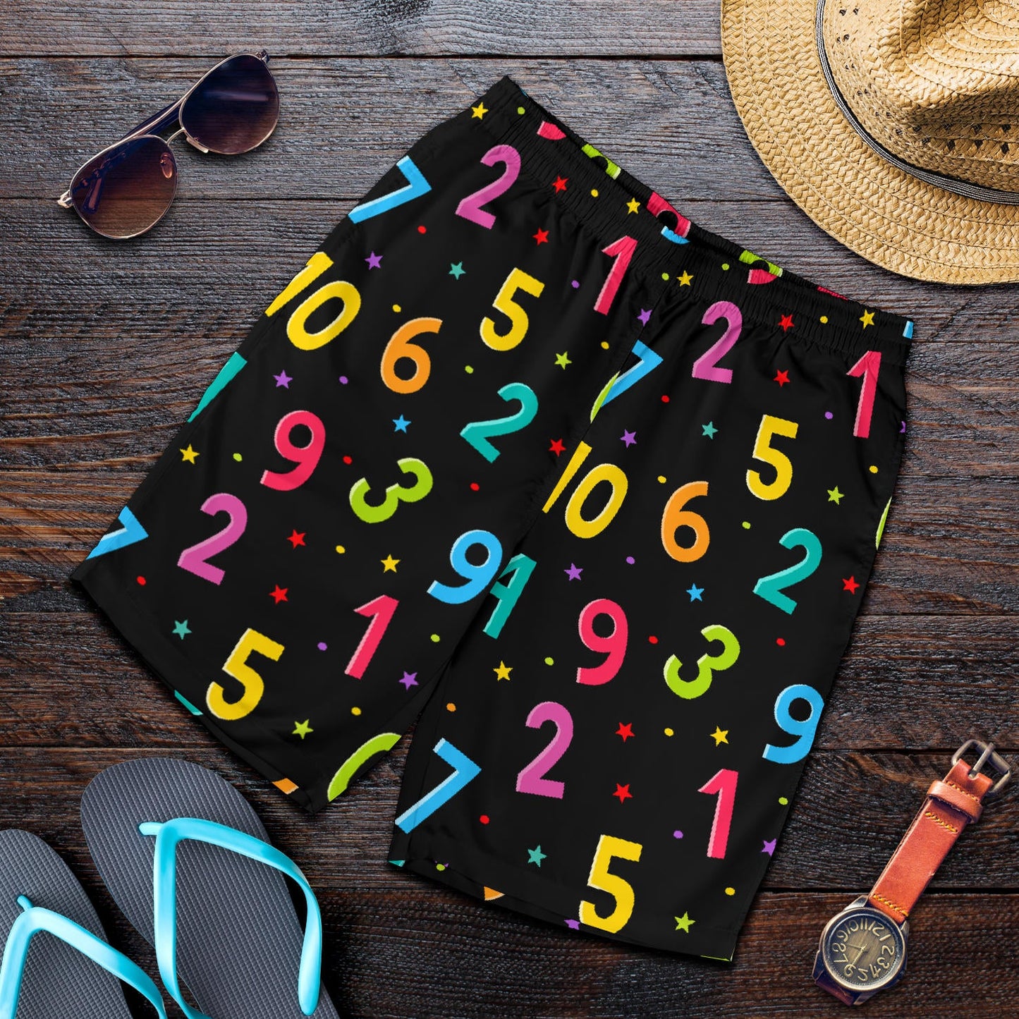 Number Pattern Print Design A04 Mens Shorts