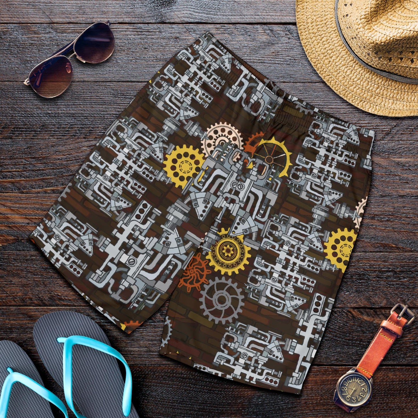 Mechanic Pattern Print Design 04 Mens Shorts