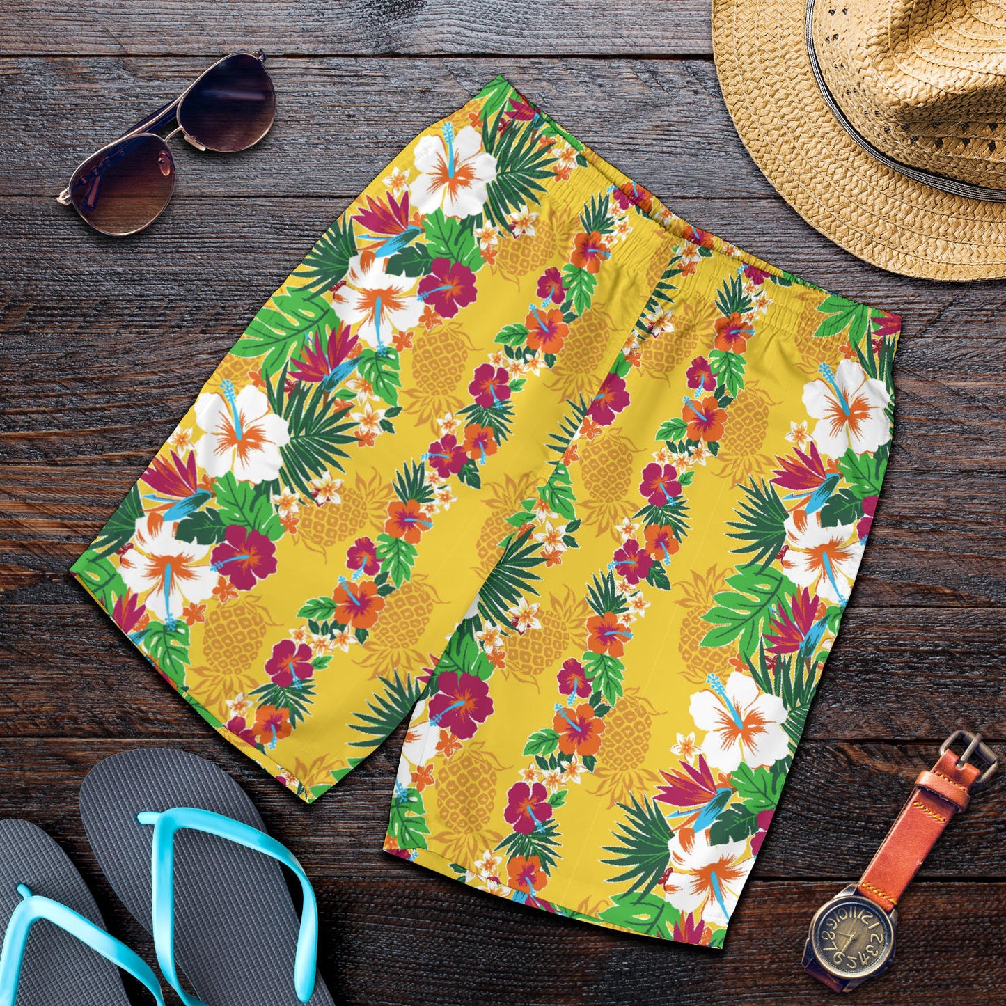 Hawaiian Themed Pattern Print Design H09 Mens Shorts