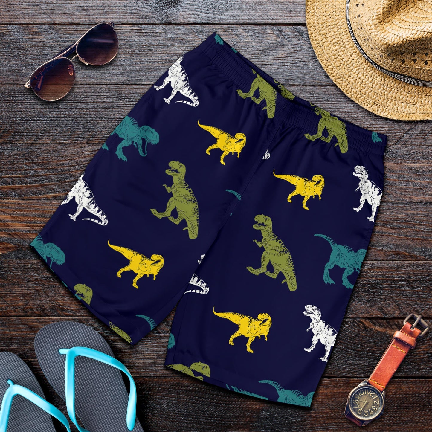 T Rex Pattern Print Design A07 Mens Shorts