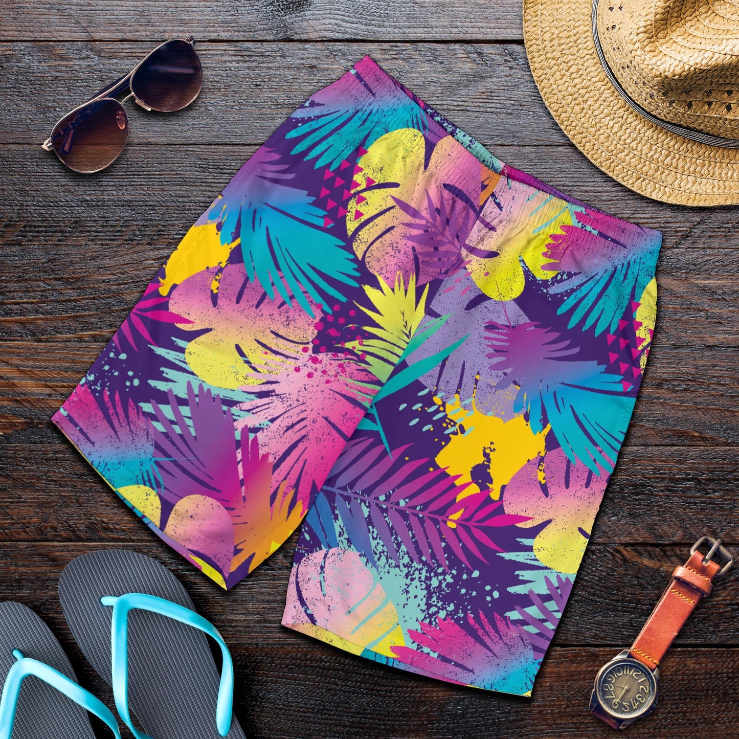 Palm Leaf Pattern Print Design A04 Mens Shorts