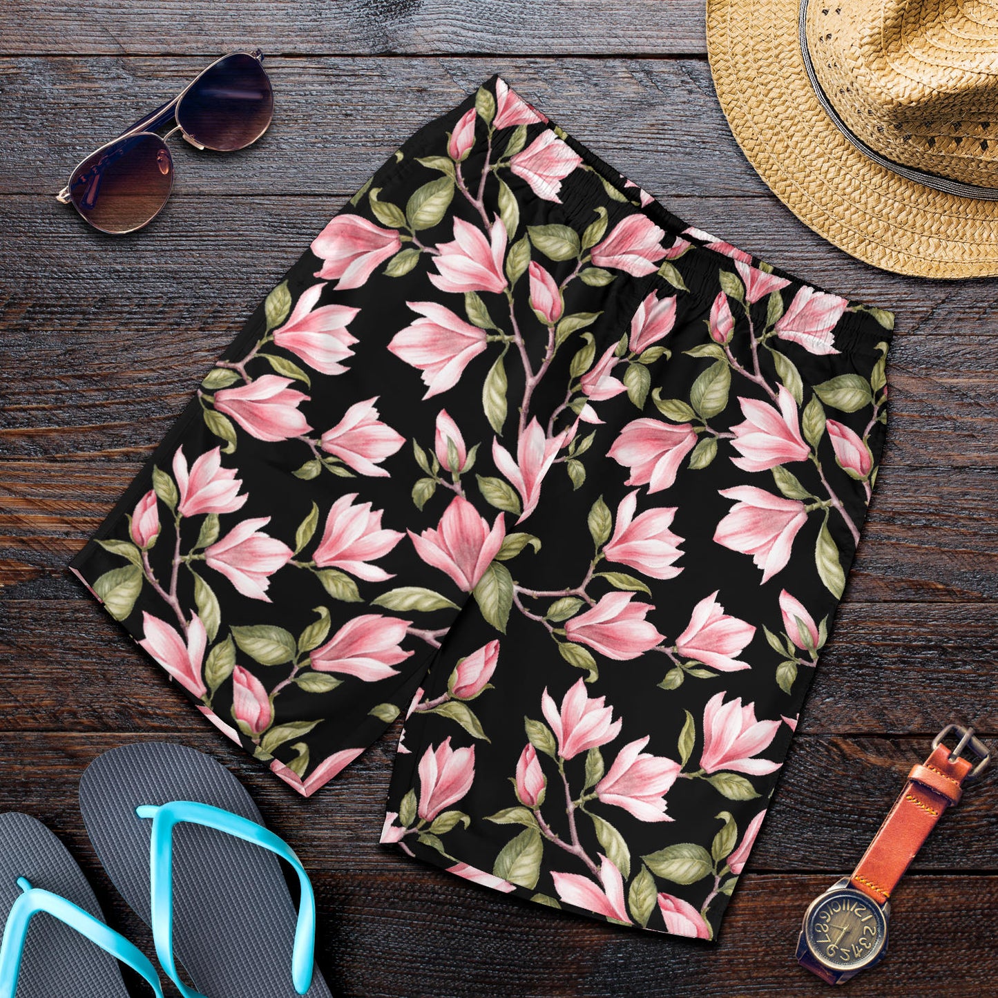 Magnolia Pattern Print Design MAG03 Mens Shorts