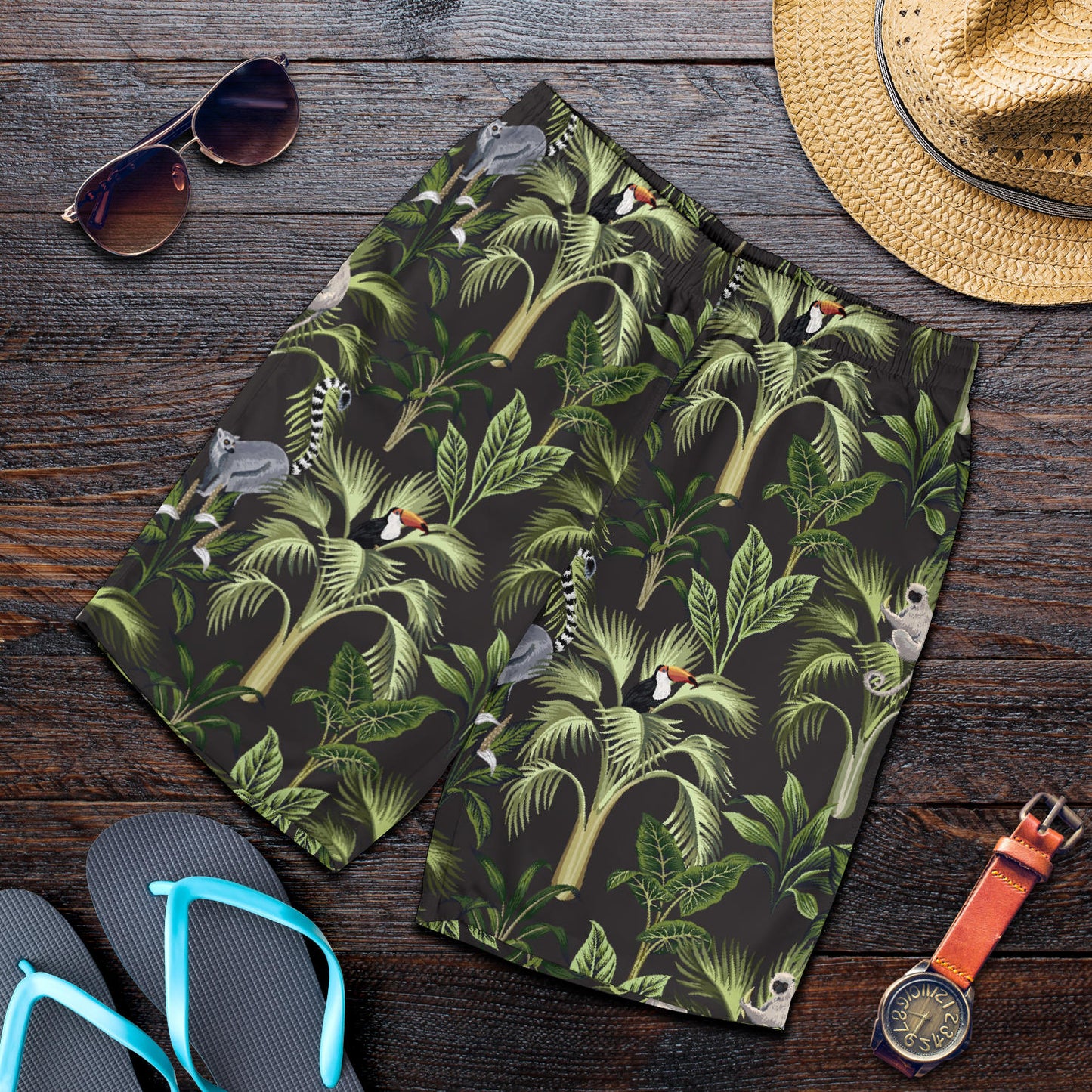 Rainforest Pattern Print Design RF05 Mens Shorts