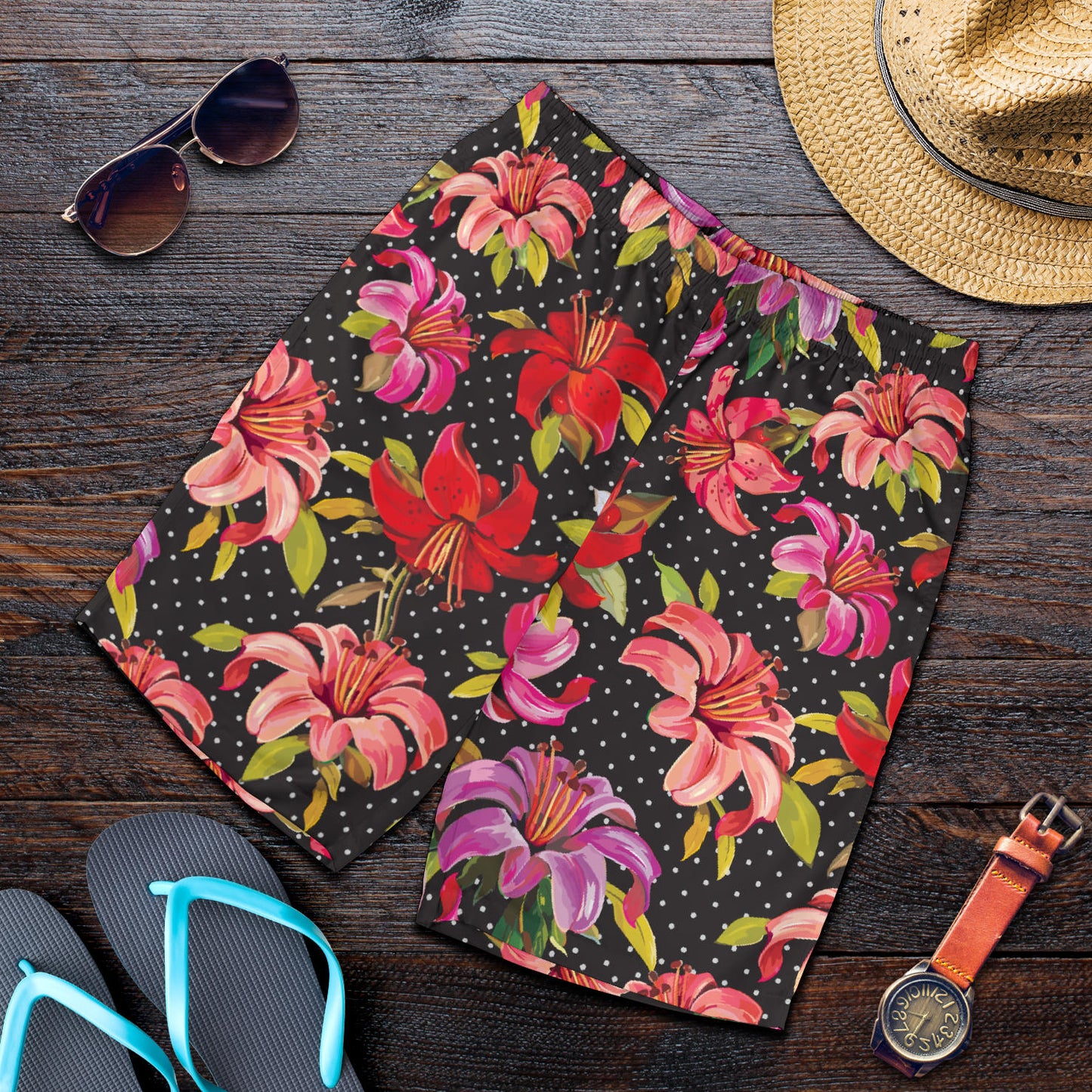 Lily Pattern Print Design LY012 Mens Shorts