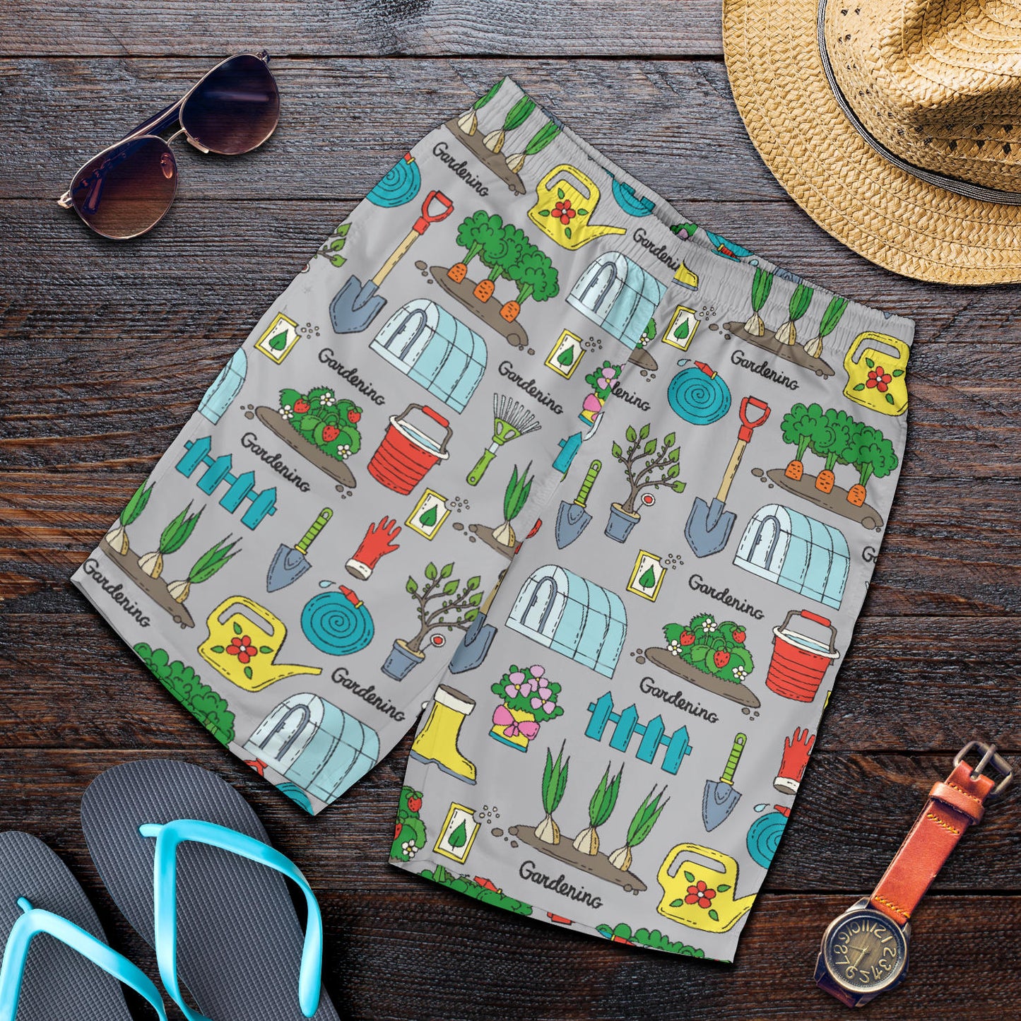 Gardening Pattern Print Design G07 Mens Shorts