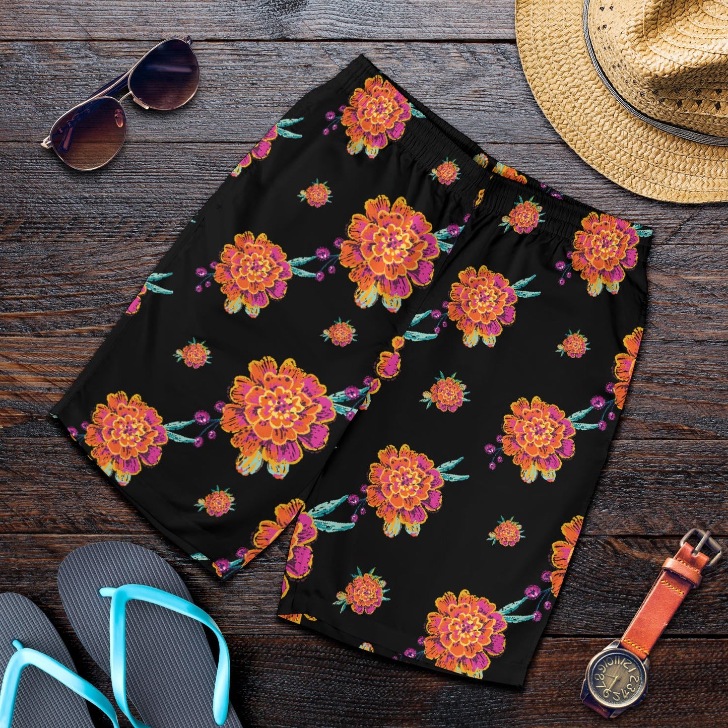 Marigold Pattern Print Design 01 Mens Shorts