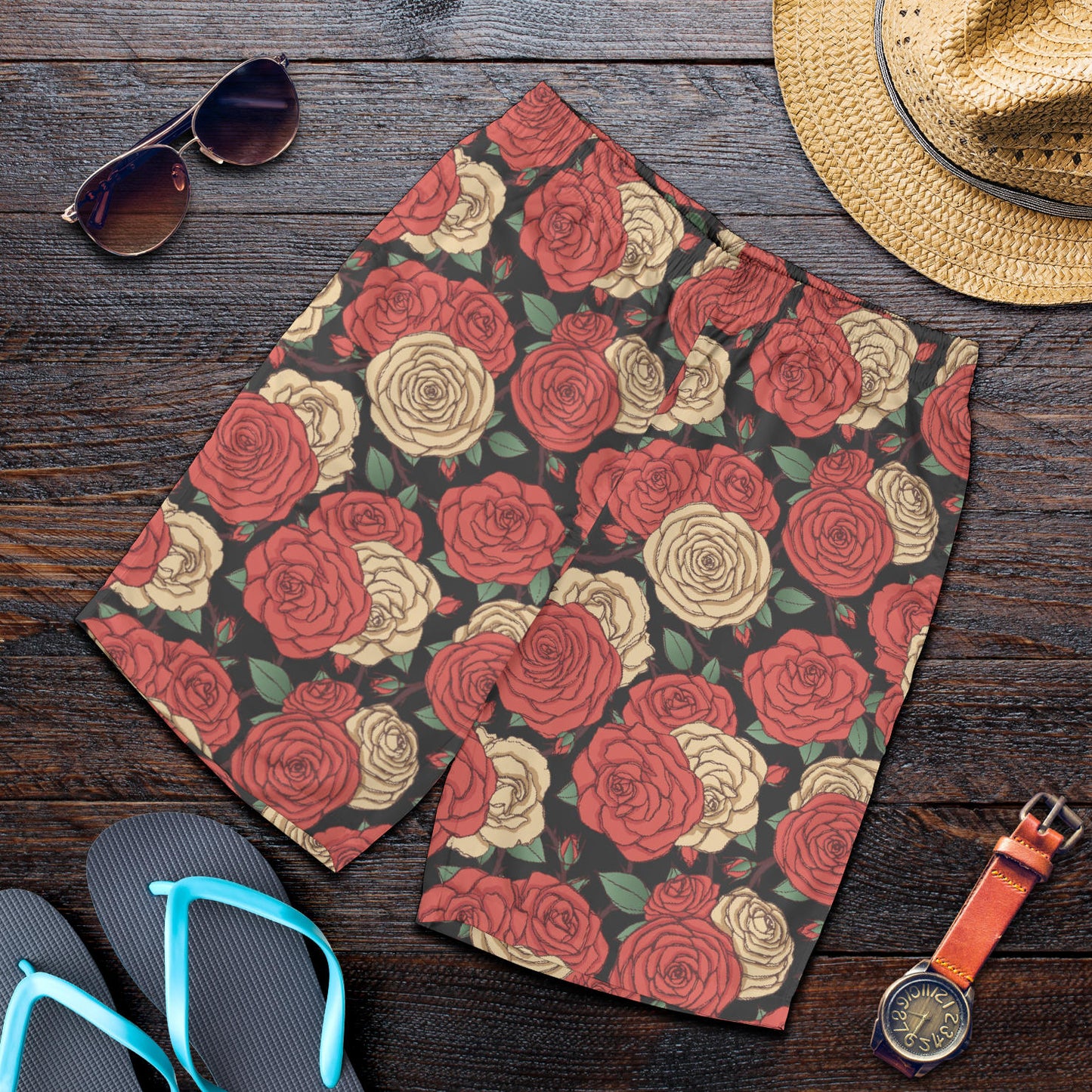 Camellia Pattern Print Design CM01 Mens Shorts