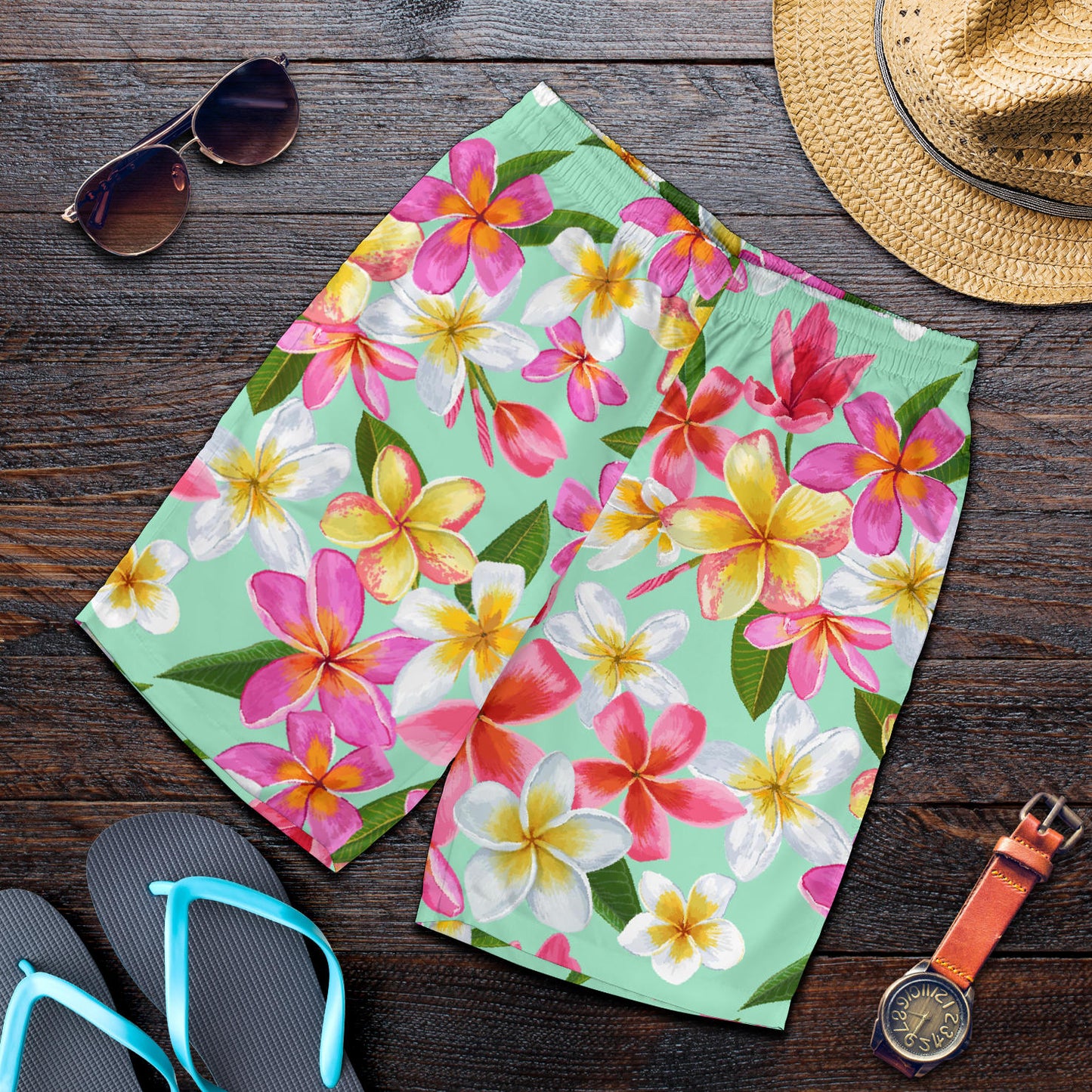 Plumeria Pattern Print Design PM014 Mens Shorts