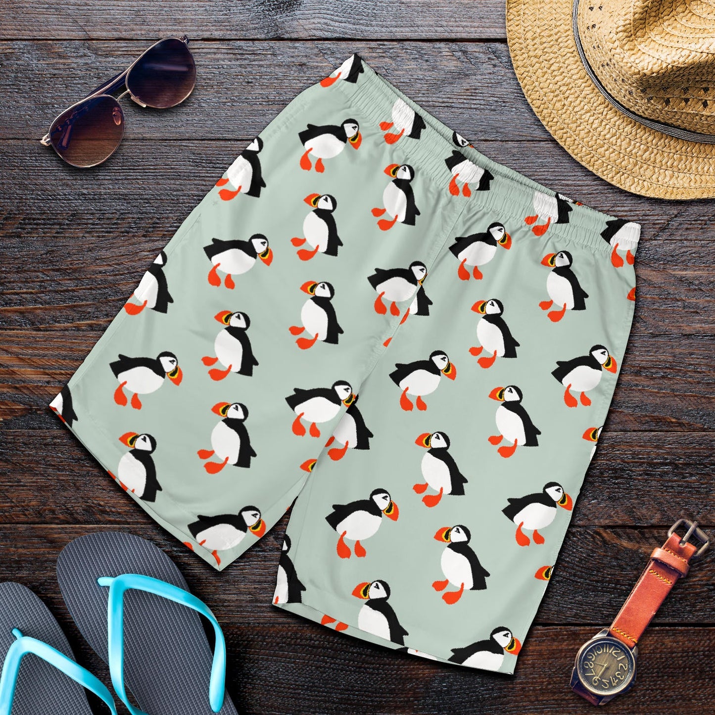 Puffin Pattern Print Design A03 Mens Shorts