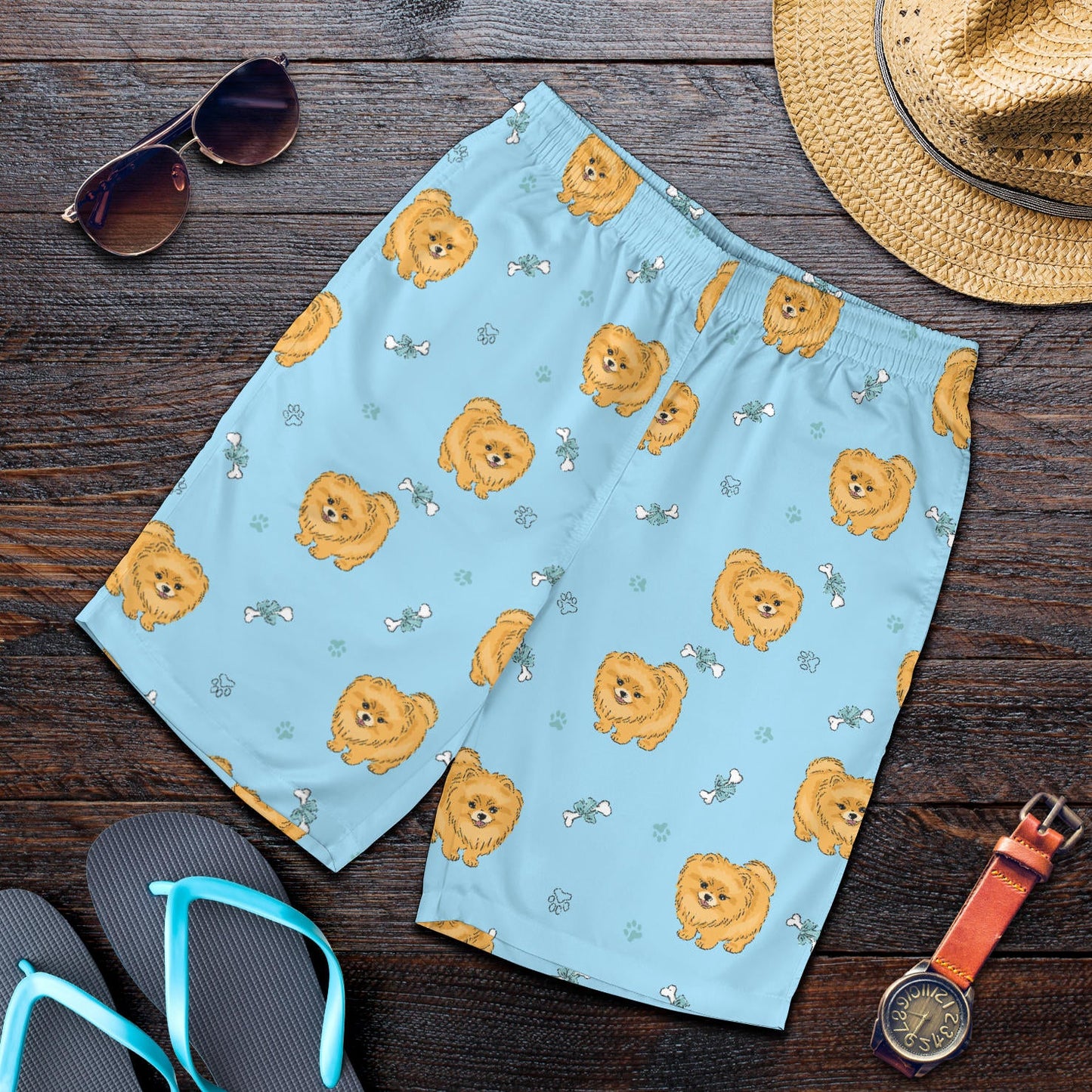Pomeranians Pattern Print Design A03 Mens Shorts