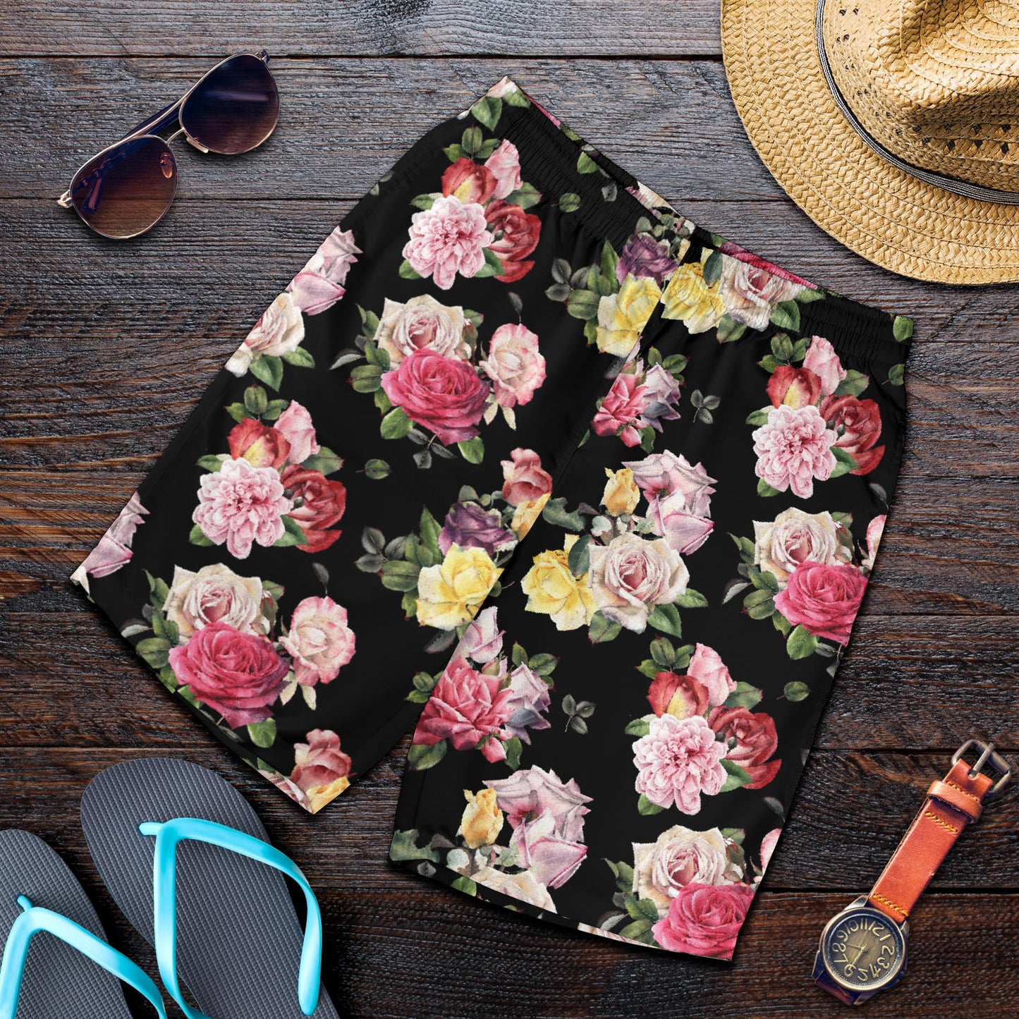 Rose Pattern Print Design RO010 Mens Shorts