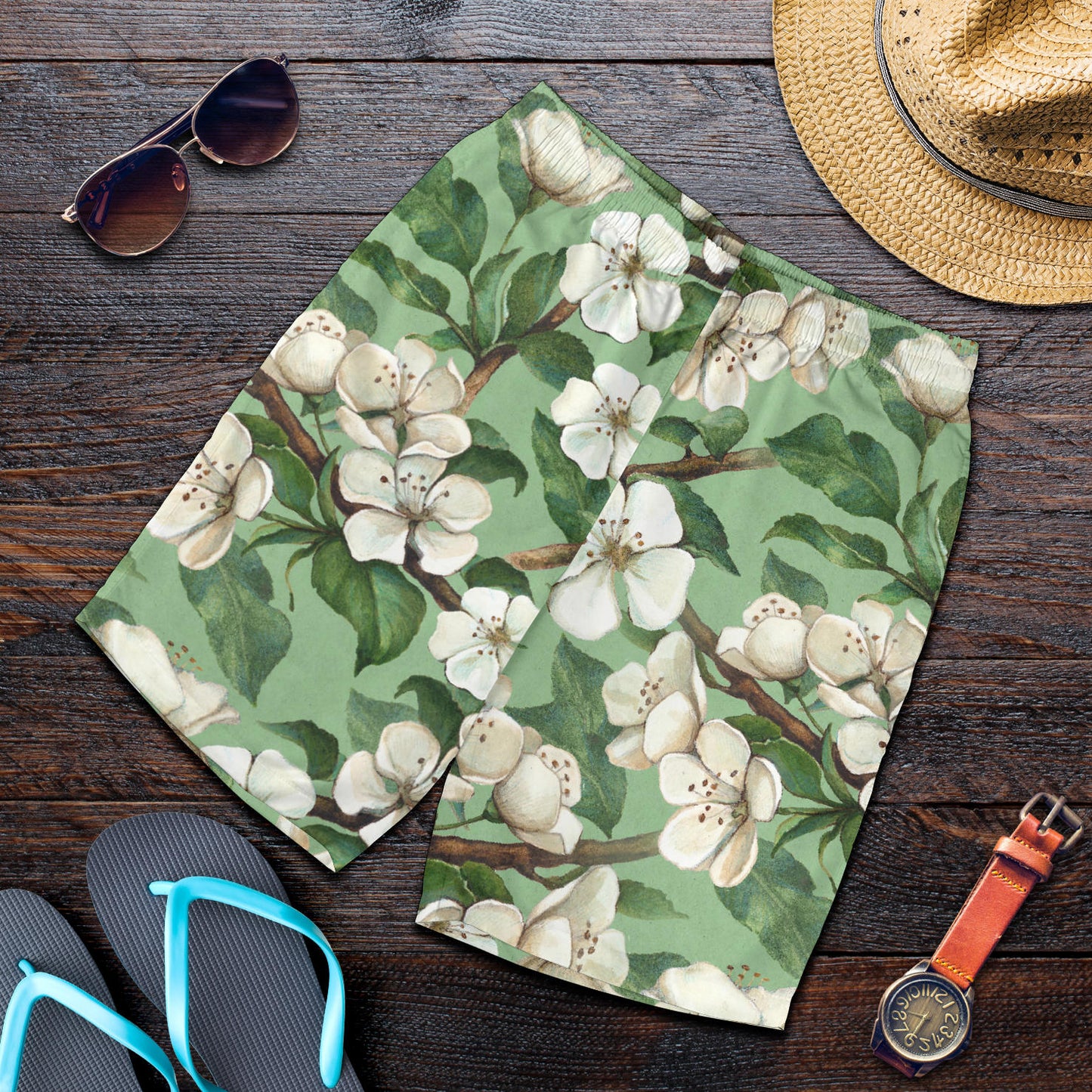 Apple blossom Pattern Print Design AB02 Mens Shorts