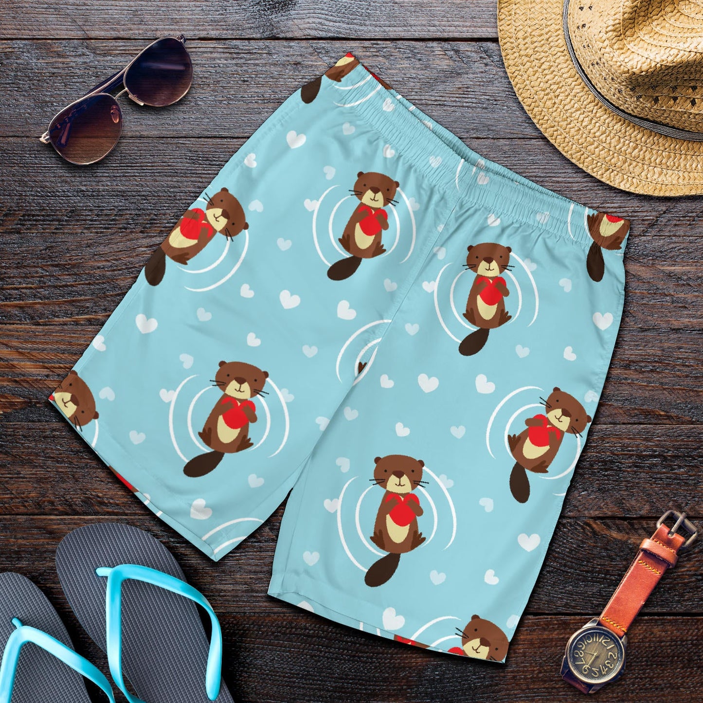 Sea Otter Cute Pattern Print Design 04 Mens Shorts