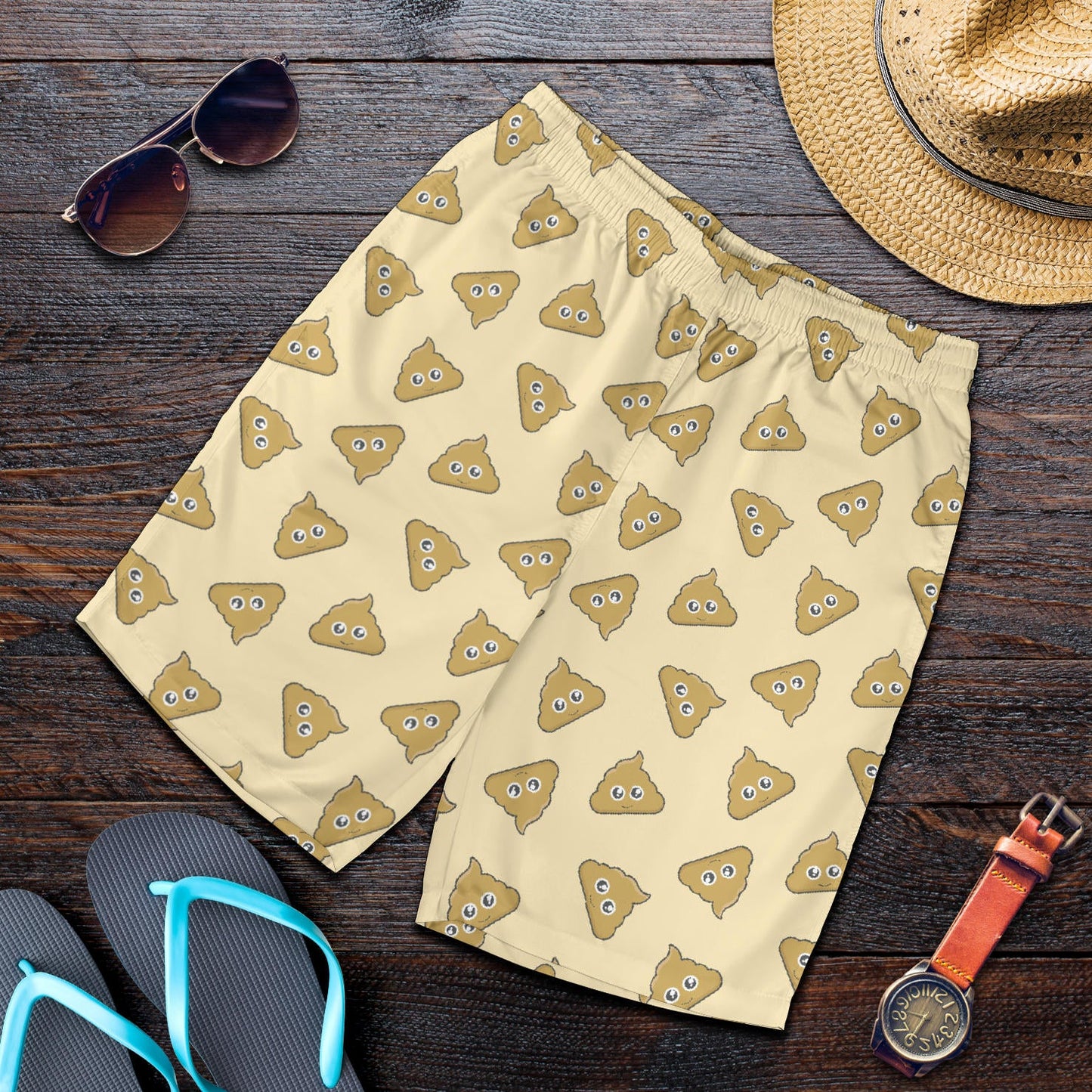 Poop Emoji Pattern Print Design A02 Mens Shorts