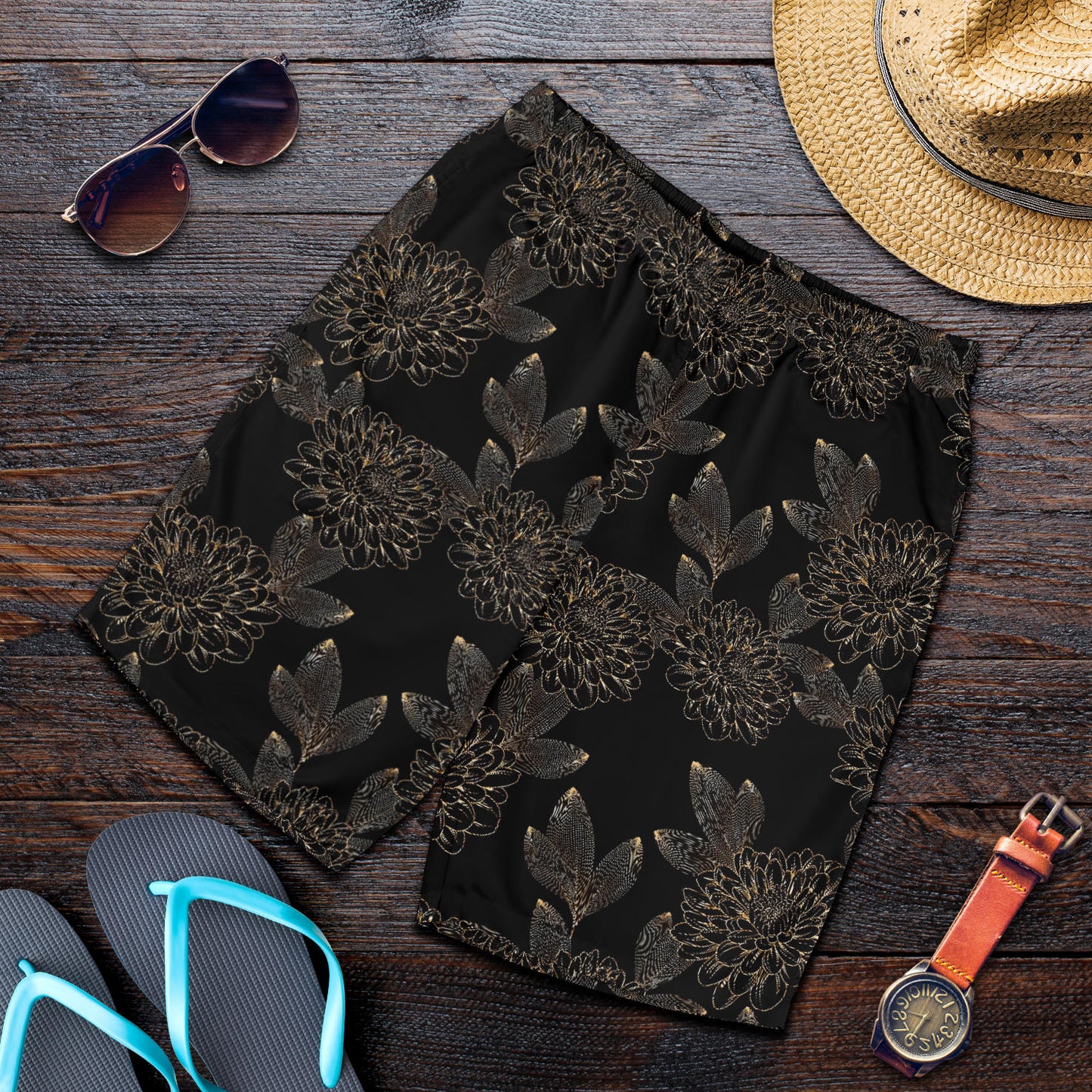 Dahlia Pattern Print Design DH04 Mens Shorts