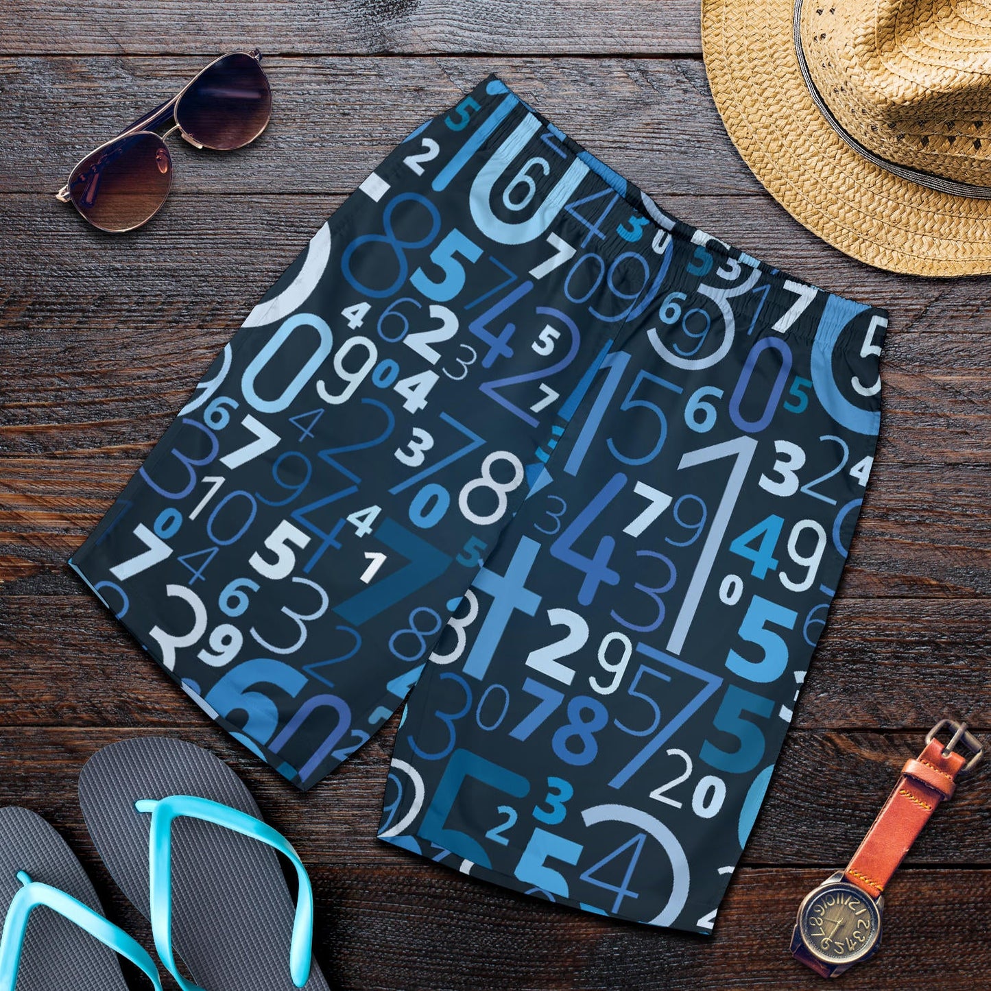 Number Pattern Print Design A02 Mens Shorts