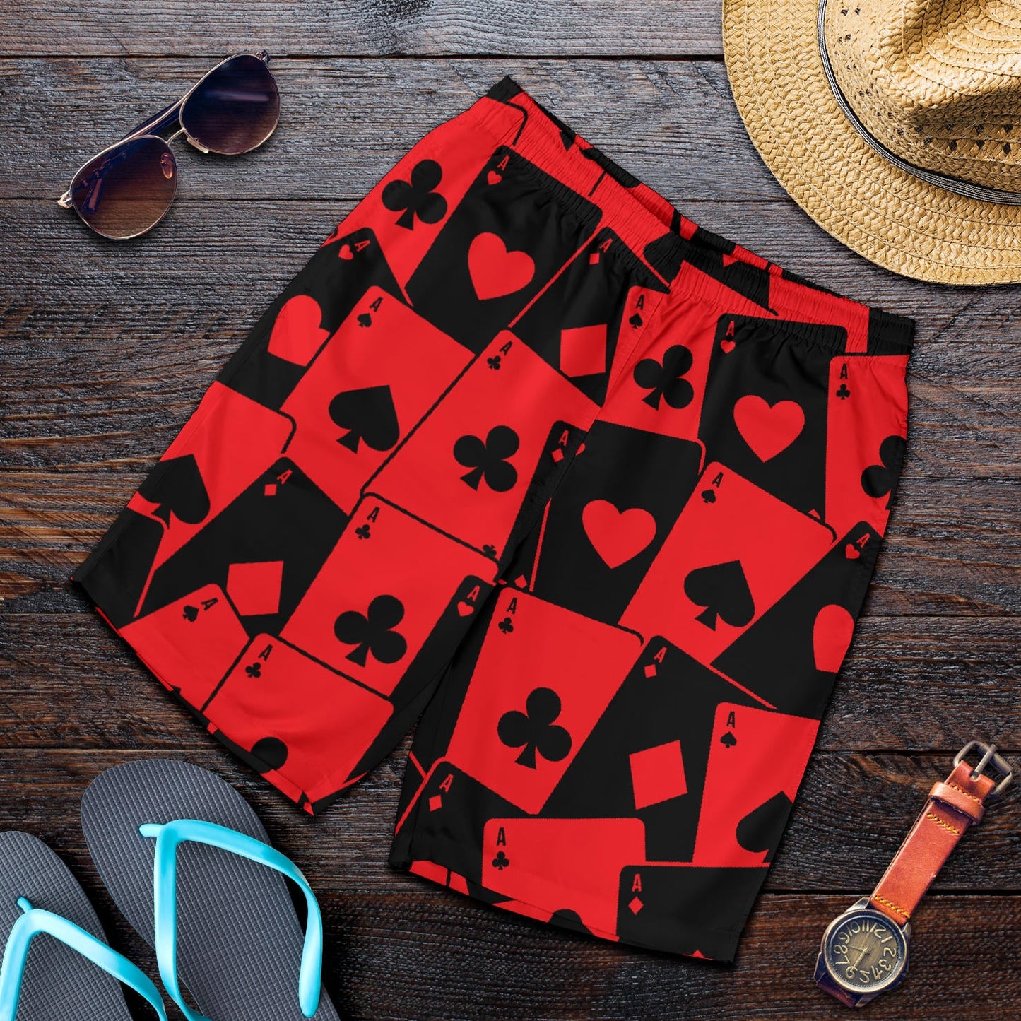 Poker Cards Pattern Print Design A01 Mens Shorts