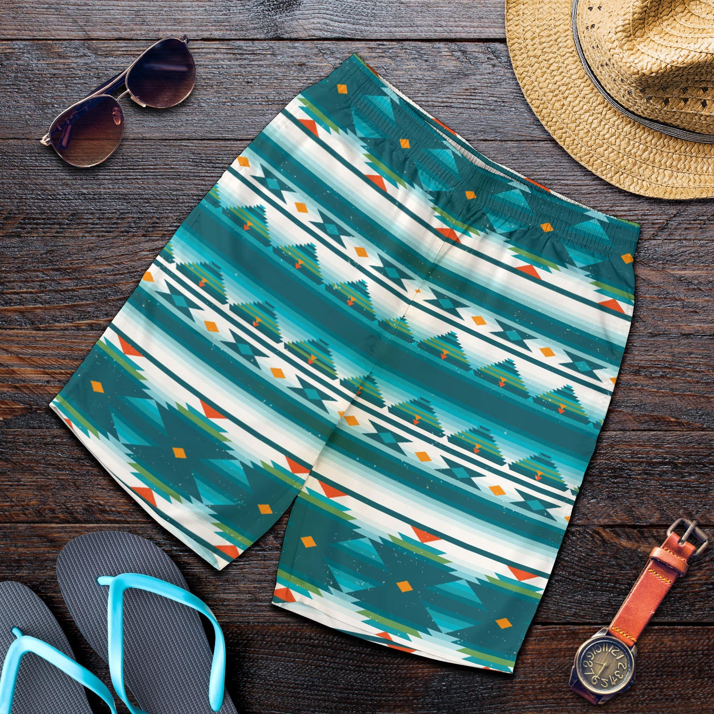 Blue Tribal Aztec Mens Shorts