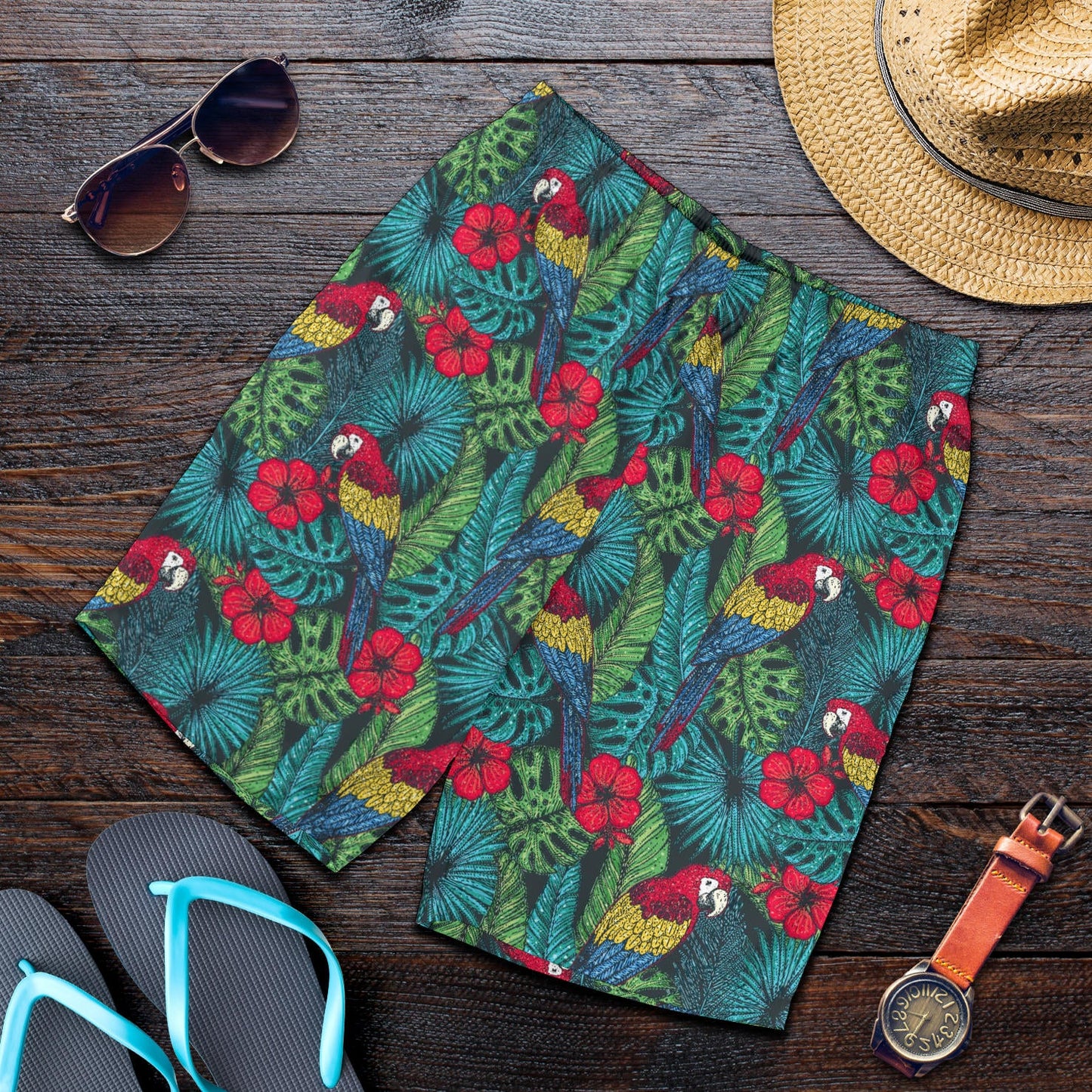 Parrot Pattern Print Design A05 Mens Shorts