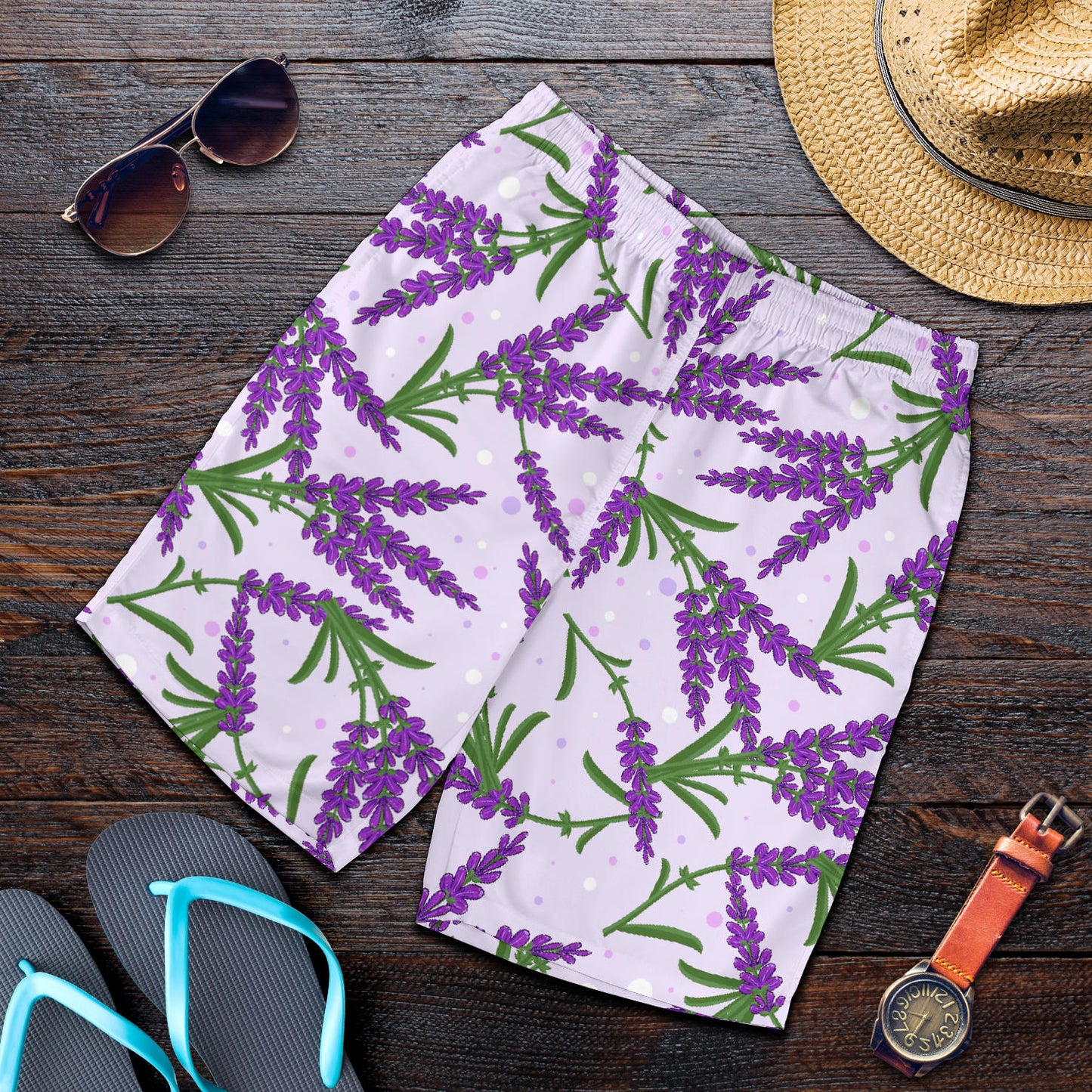 Lavender Pattern Print Design LV02 Mens Shorts