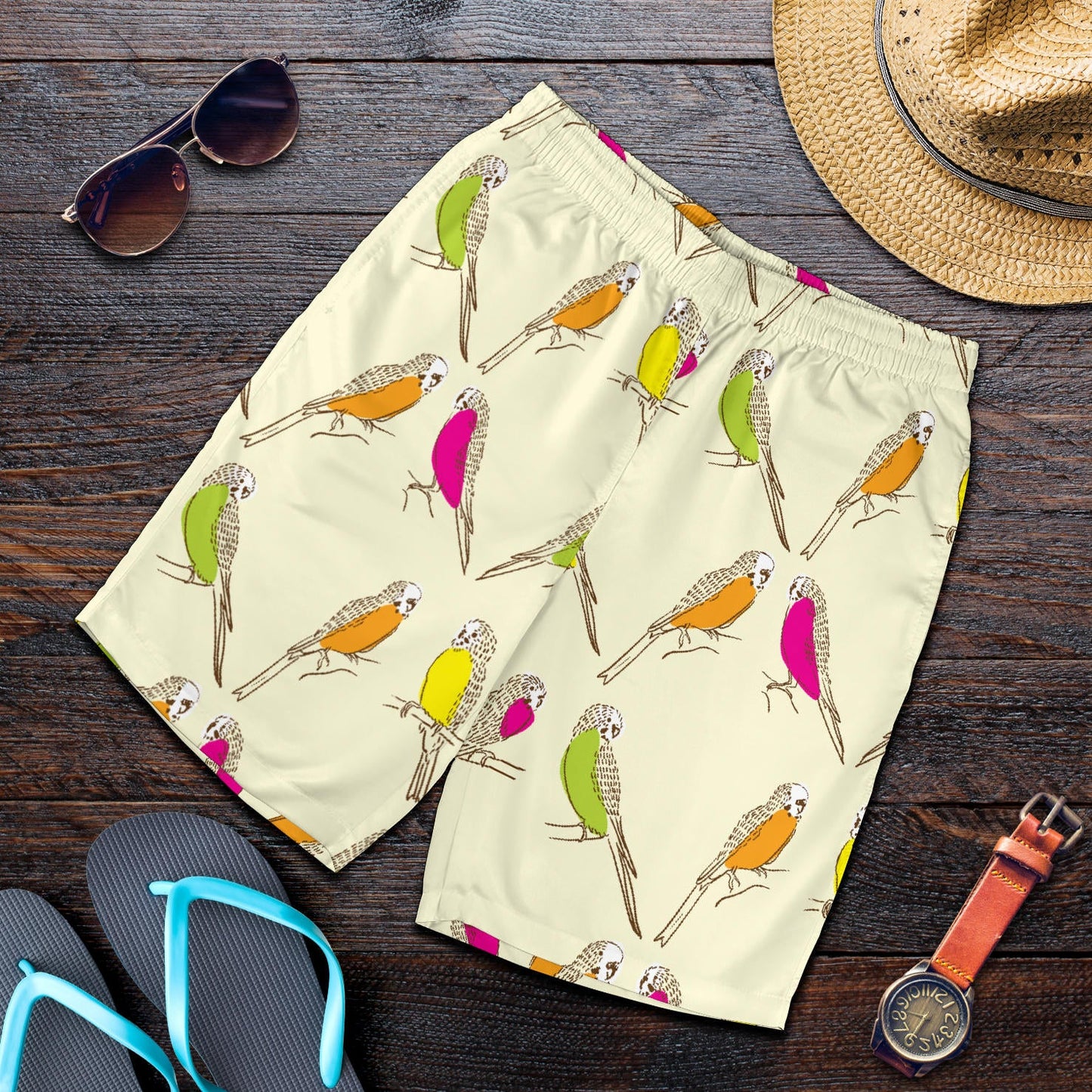 Parakeet Pattern Print Design A01 Mens Shorts