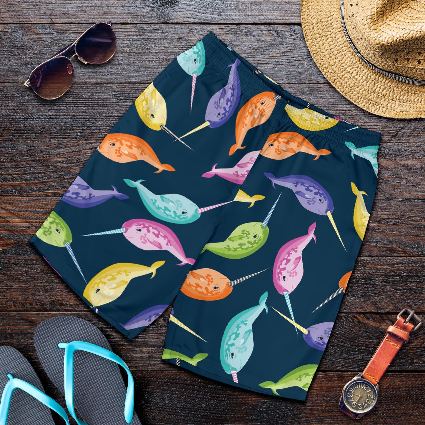 Narwhal Colorful Pattern Print Design 03 Mens Shorts