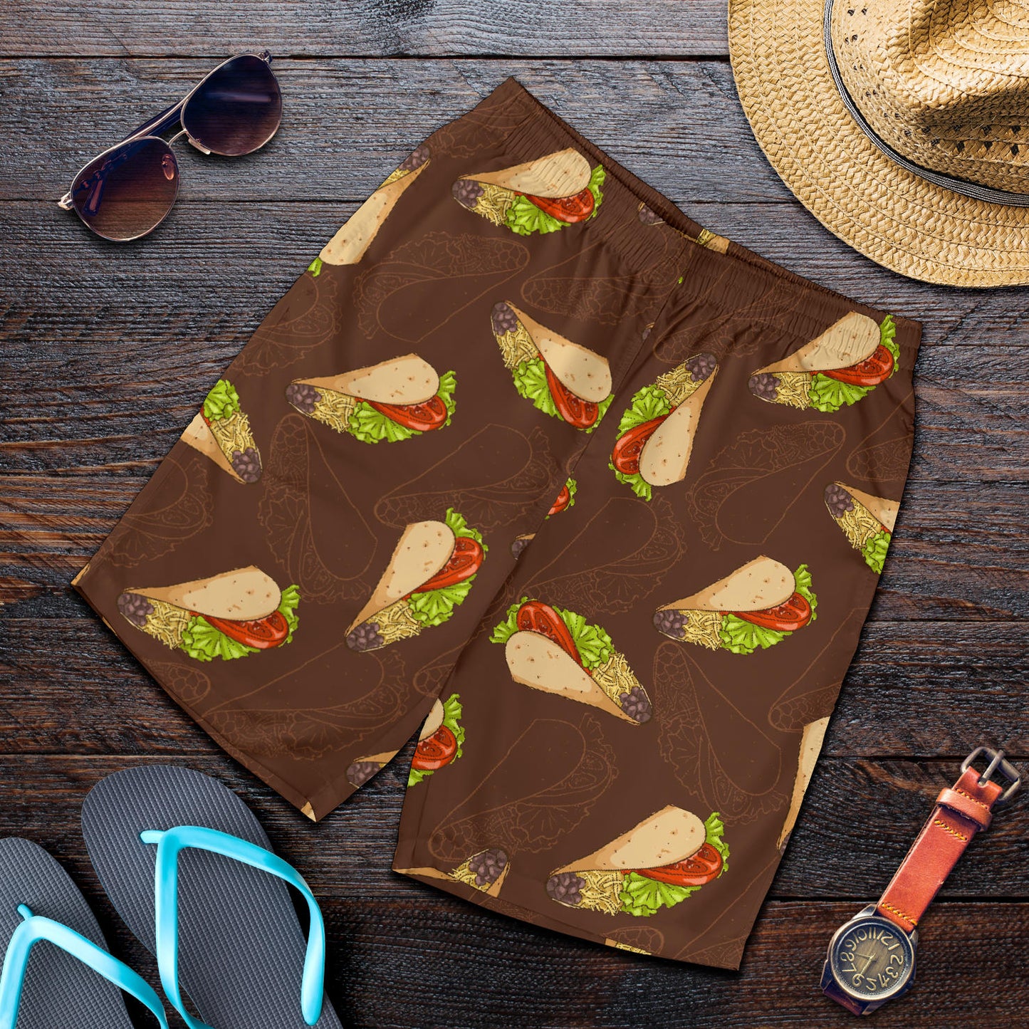 Taco Pattern Print Design TC08 Mens Shorts
